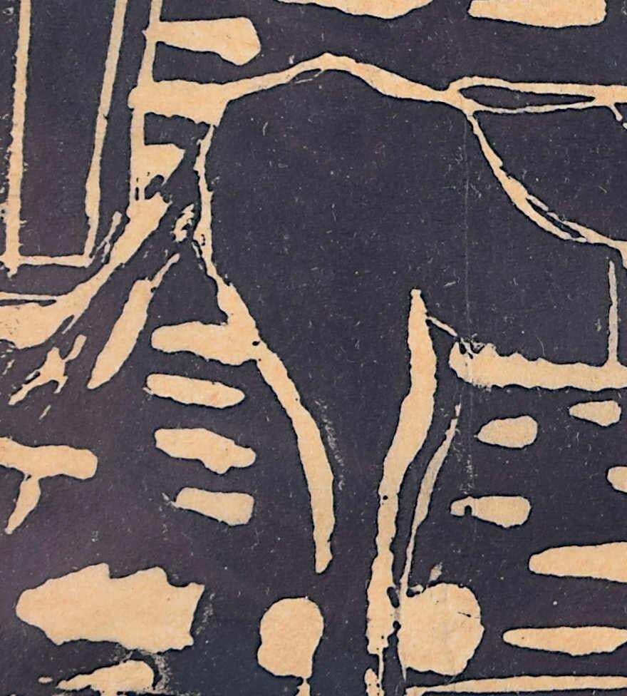 Horse By The Barn, Woodblock Print By Penelope Ellis photo Art