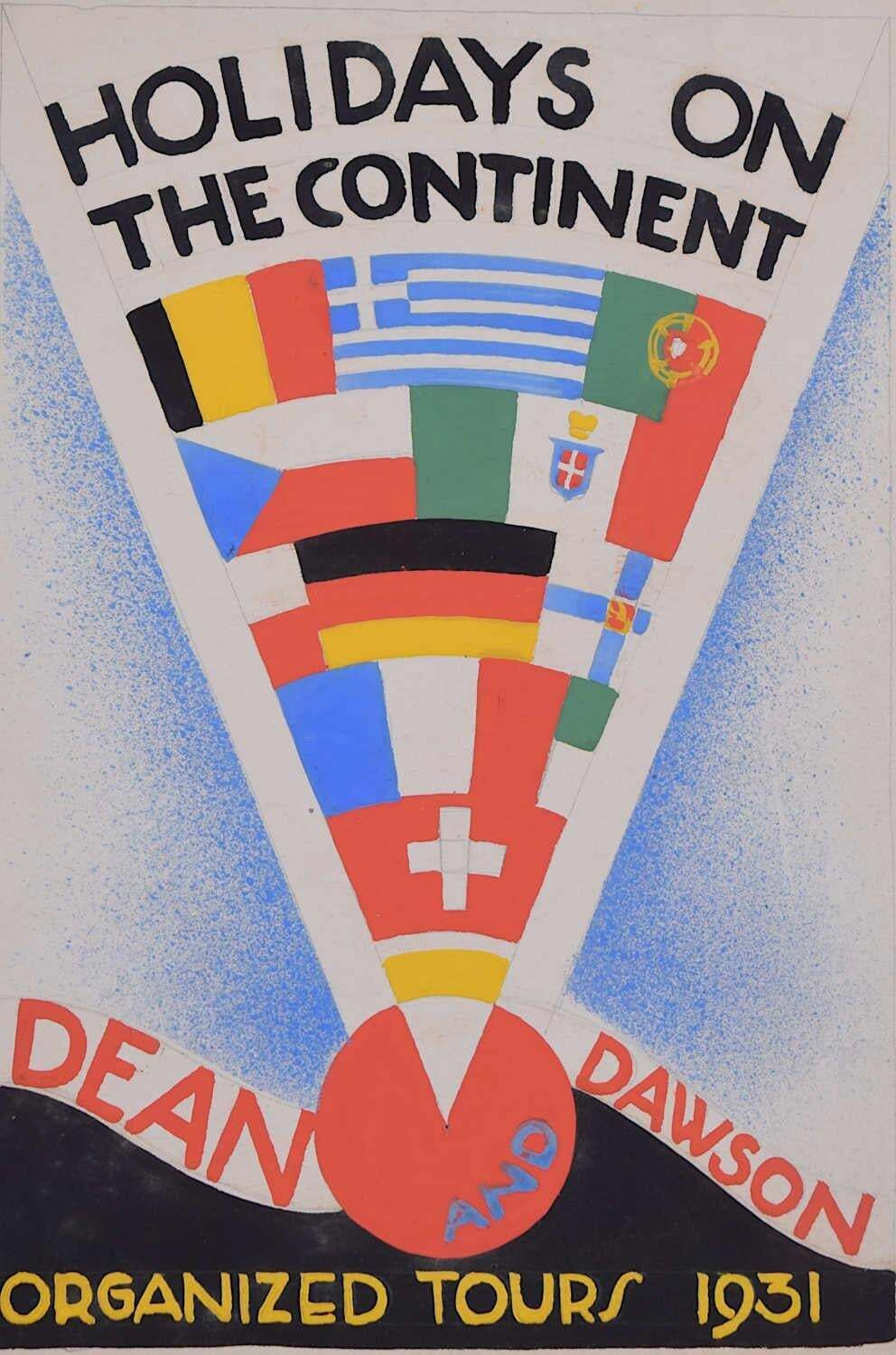 Holidays On The Continent, 1930s Railway Poster Design By A. E. Halliwell