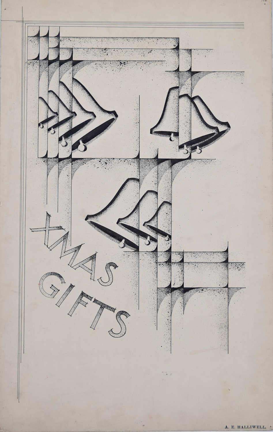 Xmas Gifts, 1930s Vintage Poster Design By A. E. Halliwell