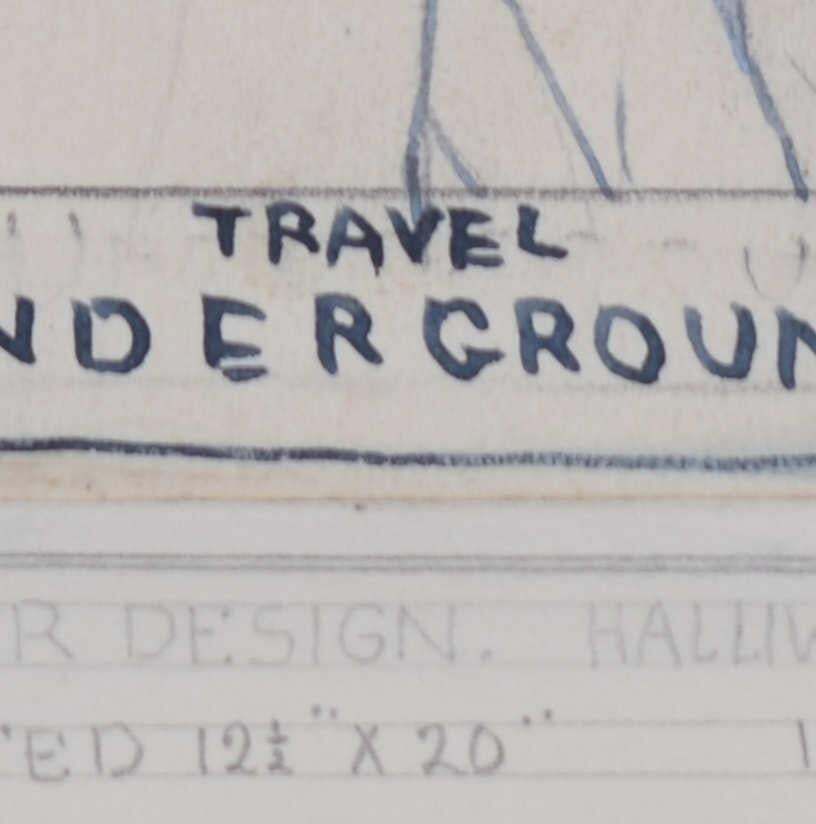 'Don't Be Drowned, Travel Underground,' 1927 Art Deco Underground Poster Design photo furniture