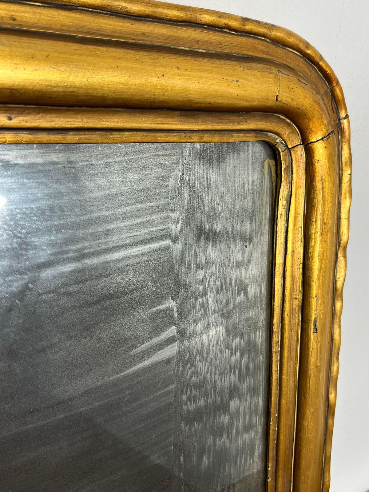 Antique French Louis Philippe Wall Mirror In Wood And Gold Leaf, 1930s photo vintage
