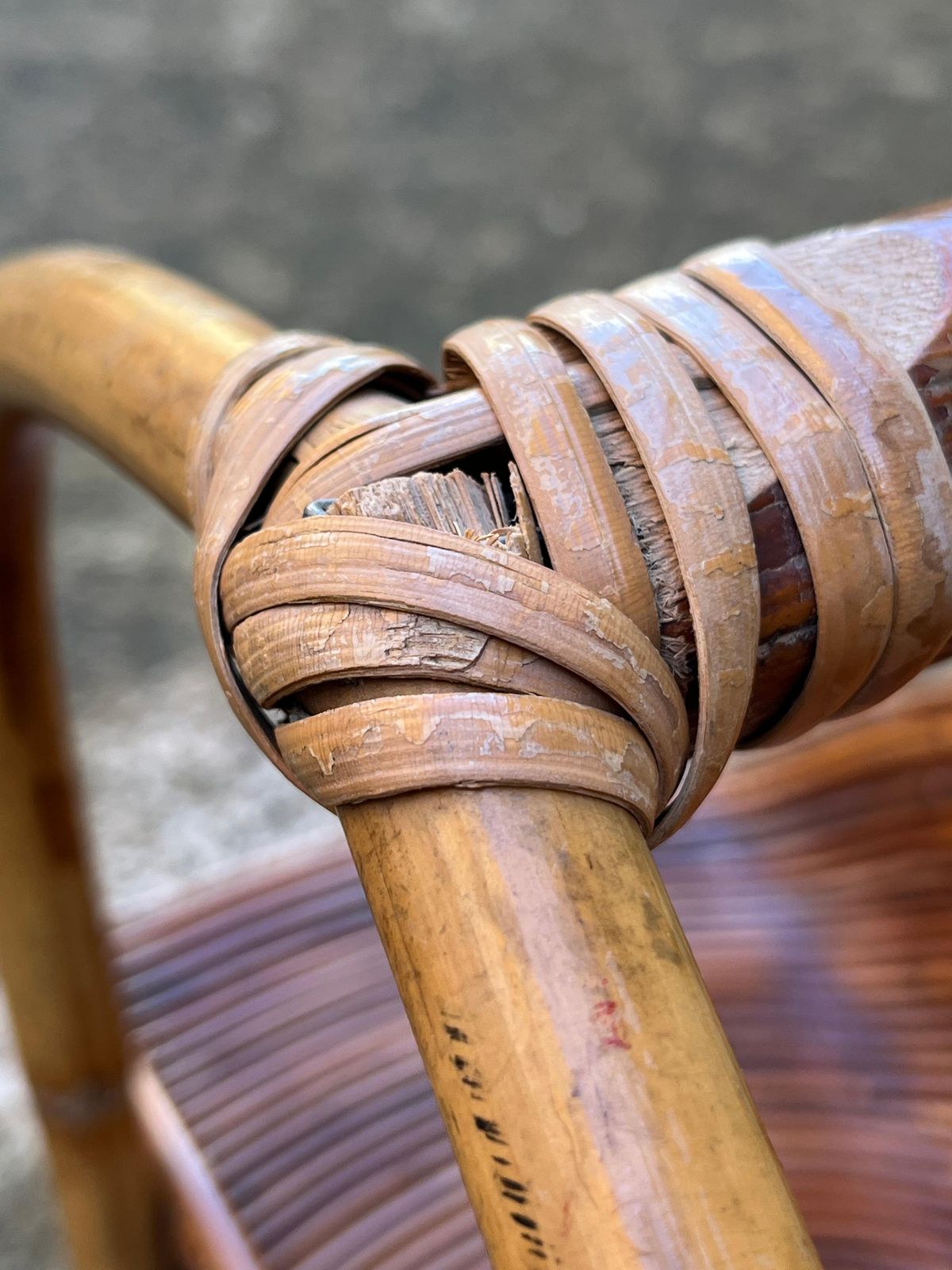 photo for sale Mid Century Bamboo Rattan Magazine Rack In The Style Of Vivai Del Sud 1950s