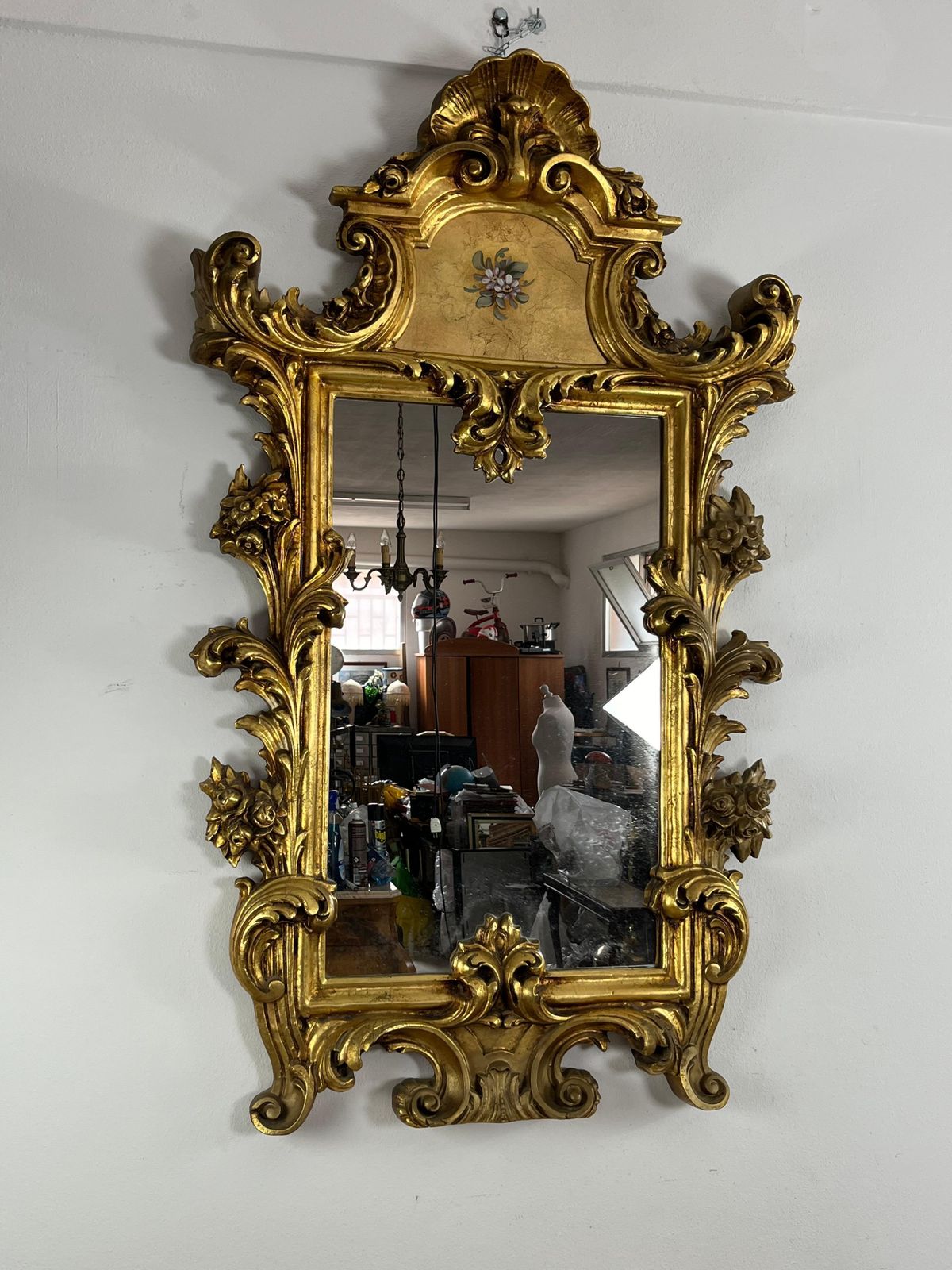 Mid Century Louis XV Console And Wall Mirror In Carved And Gilt Wood, 1930s photo vintage