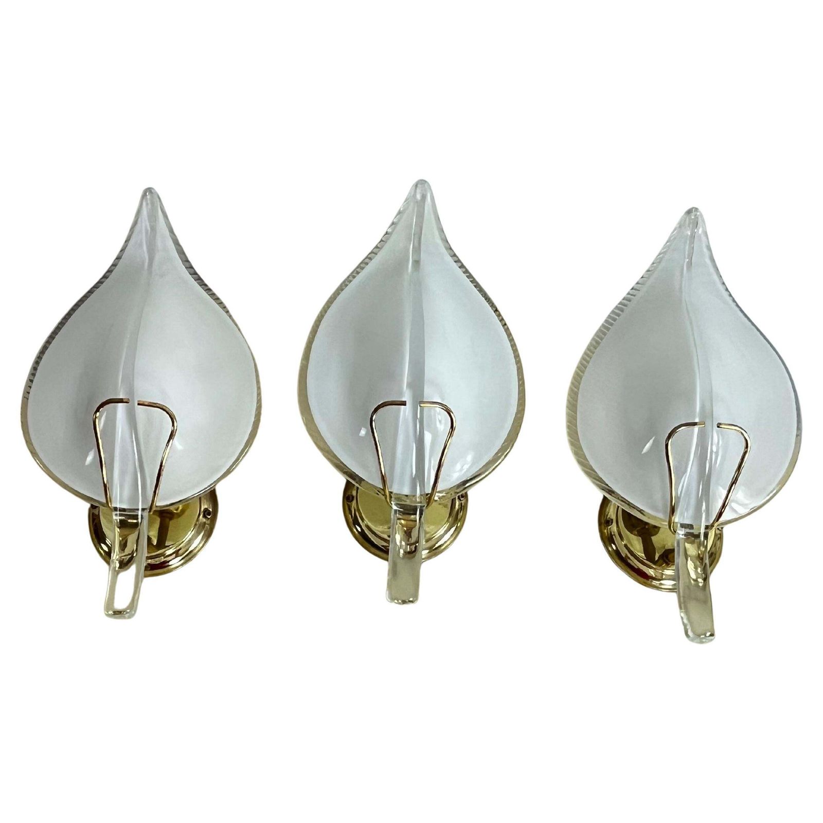Set Of 3 Mid Century Wall Lamps Attributed To Barovier & Toso 1960s