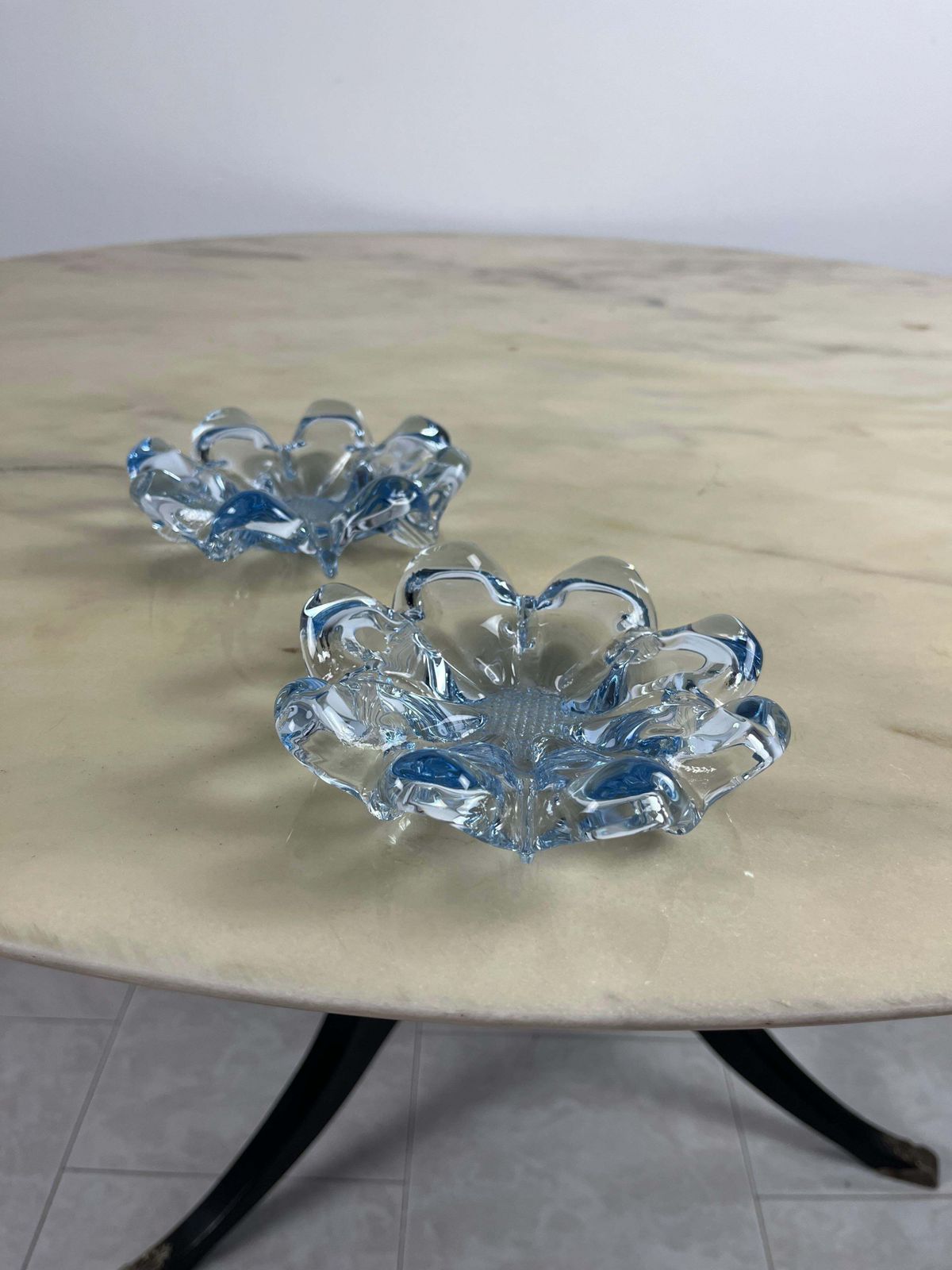 Set Of 2 Mid Century Murano Glass Ashtrays 1960s photo furniture