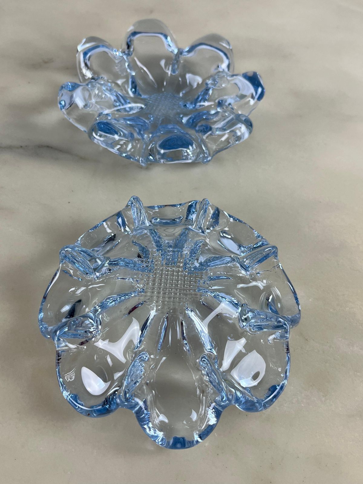 Set Of 2 Mid Century Murano Glass Ashtrays 1960s photo vintage