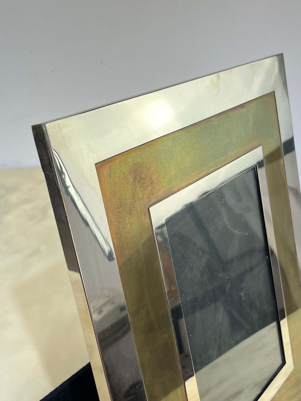 Large Mid Century Chromed Metal Photo Holder Italian Design 1950s photo Home Decor