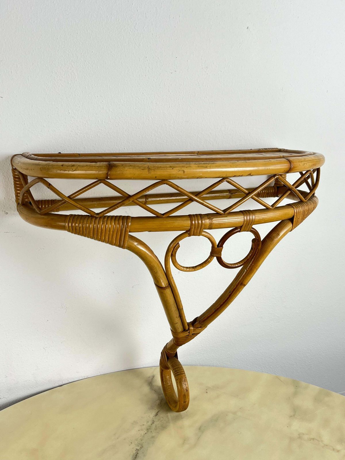 Home Decor Set Of 2 Tito Agnoli Mid Century Bamboo Mirror And Console 1960s photo