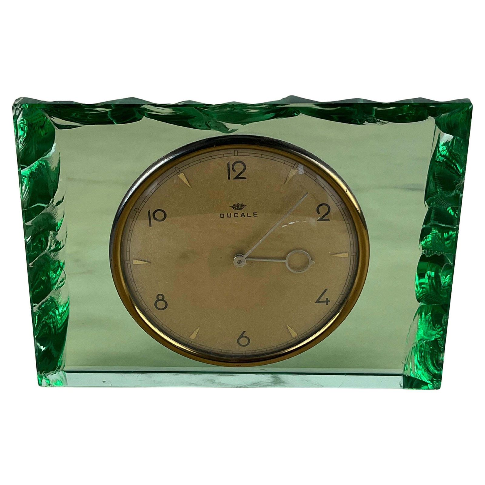 Mid Century Max Ingrand For Fontana Arte Murano Glass Table Clock 1960s