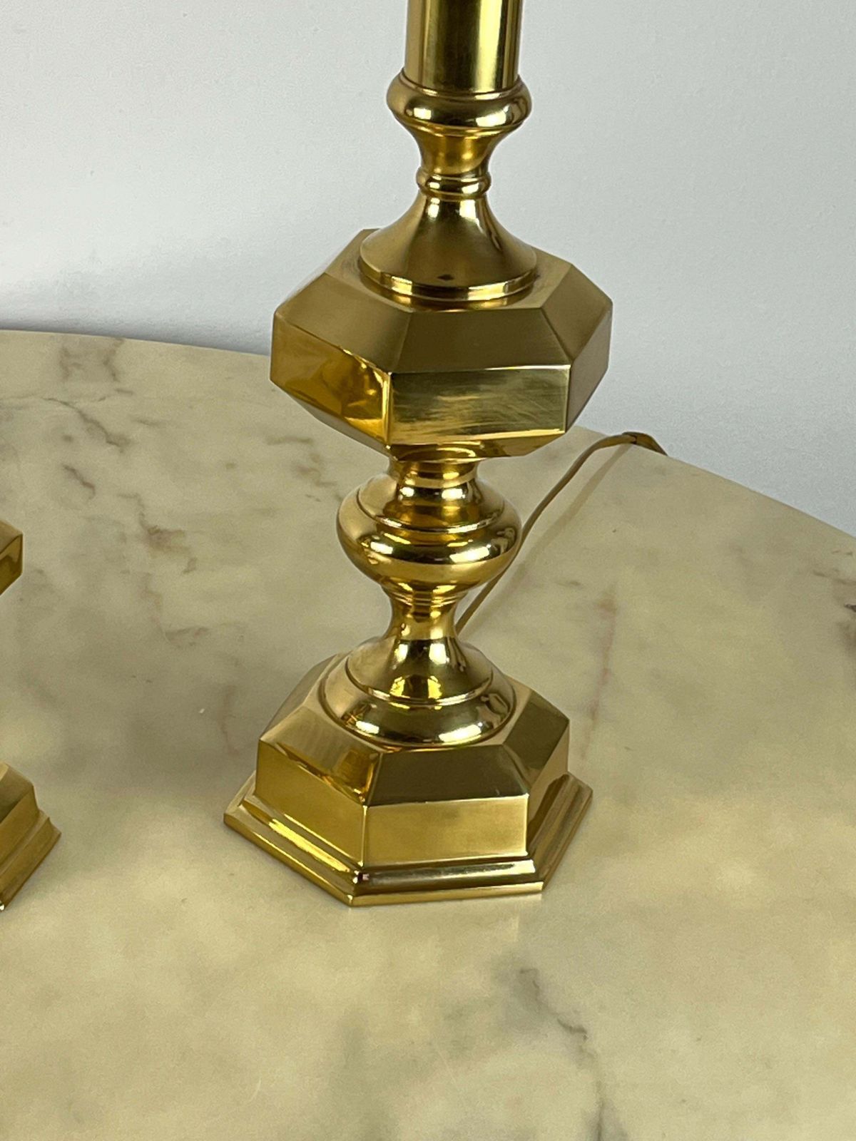 Set Of 3 Italian Brass Table Lamps, 1980s photo for sale