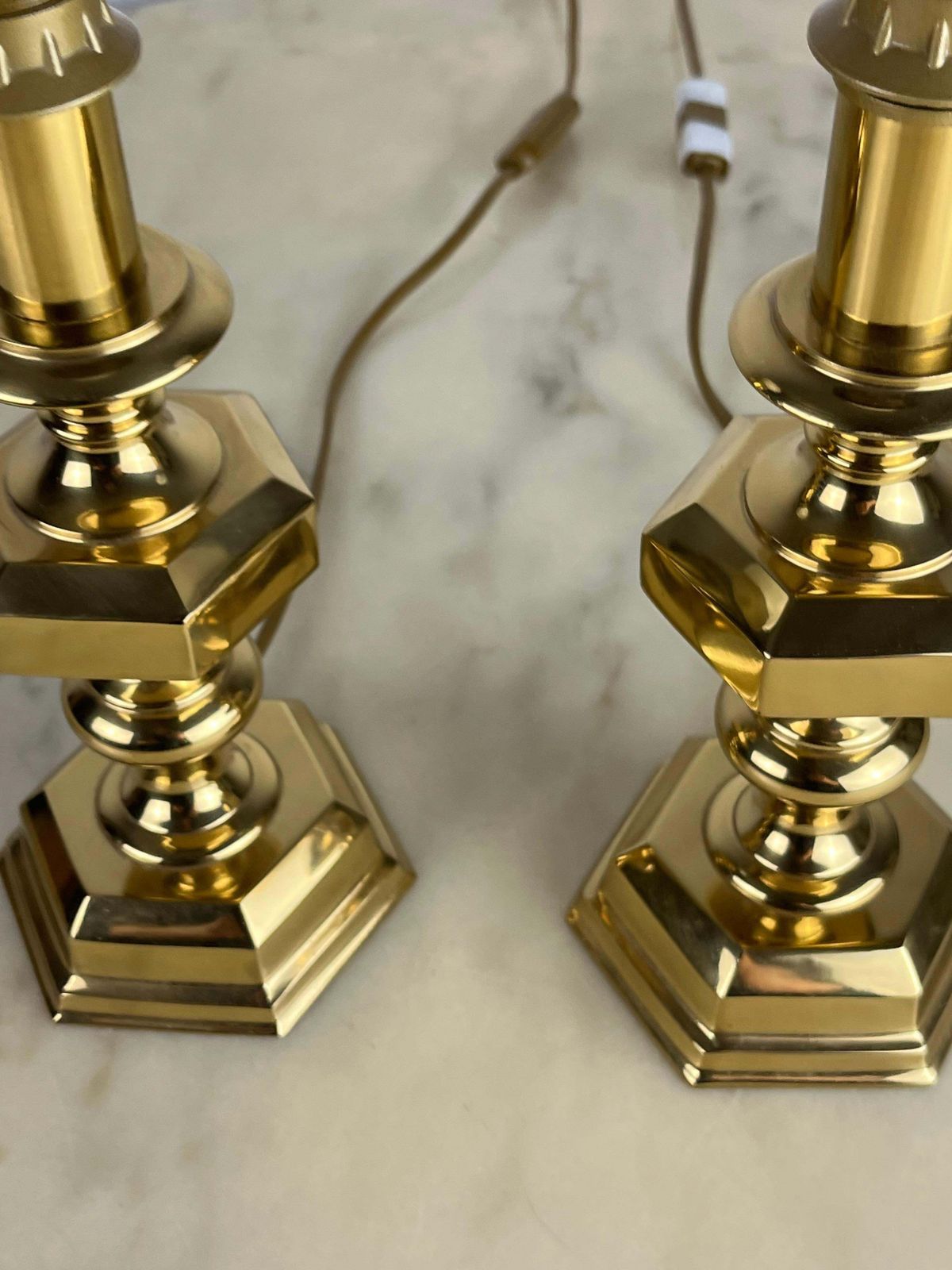 Set Of 3 Italian Brass Table Lamps, 1980s photo vinterior