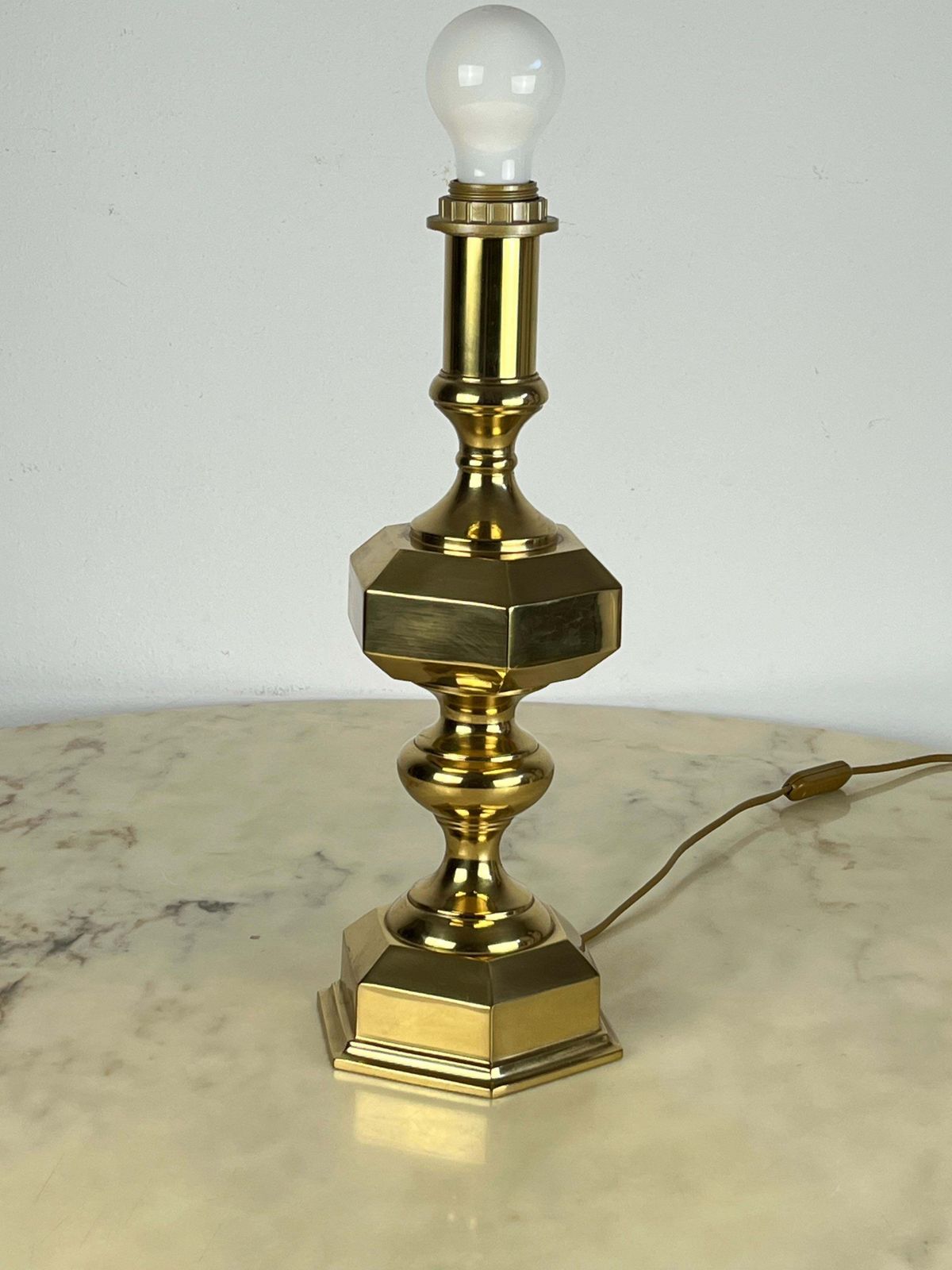 Lighting Set Of 3 Italian Brass Table Lamps, 1980s photo