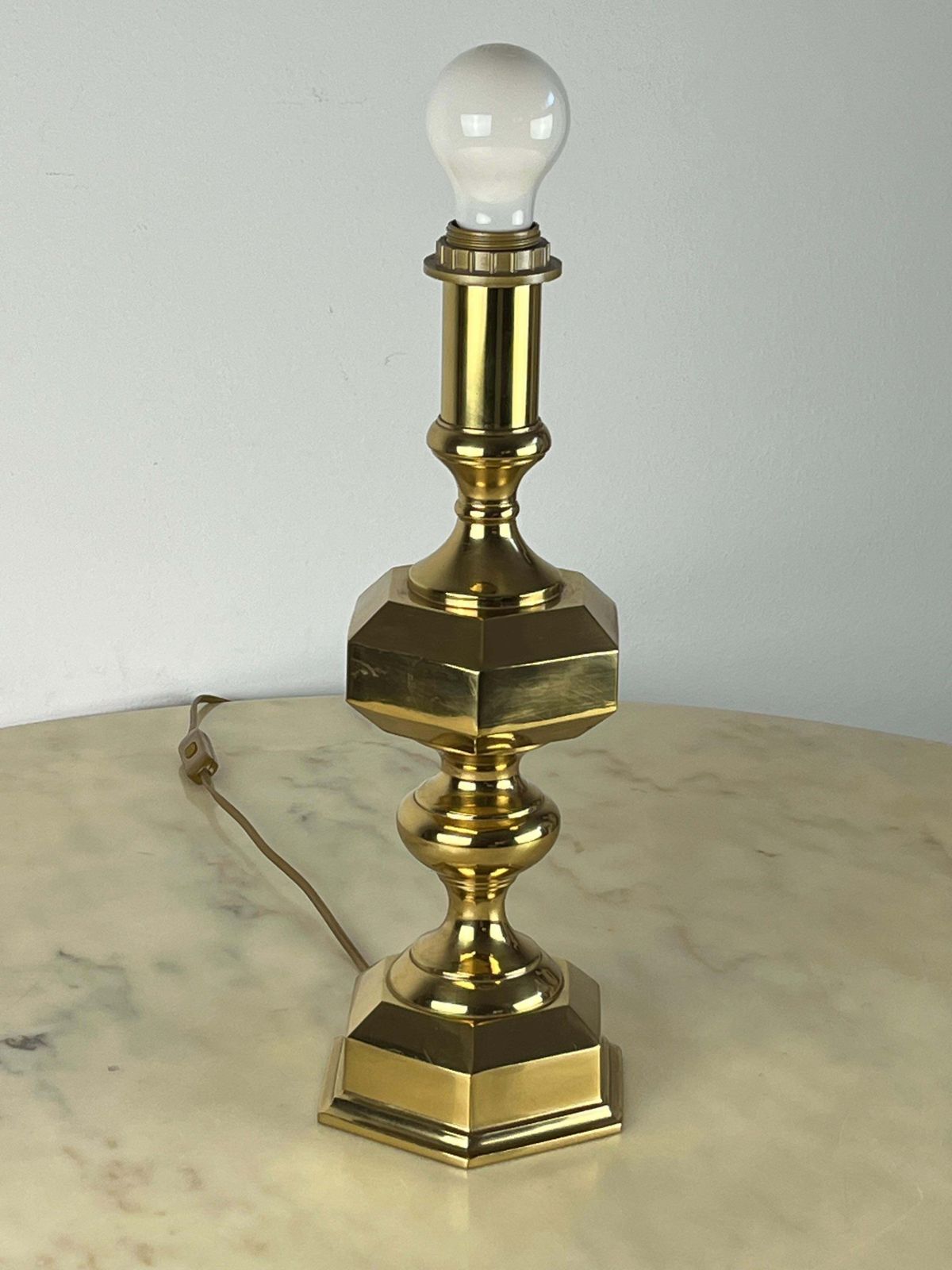 photo vintage Set Of 3 Italian Brass Table Lamps, 1980s