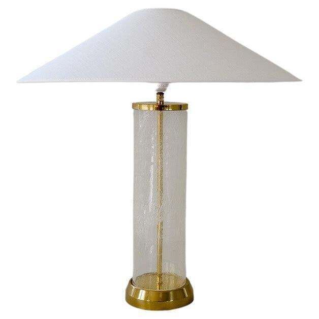 Midcentury Modern Glass And Brass Table Lamp Bergbom B 019 Sweden 1960s