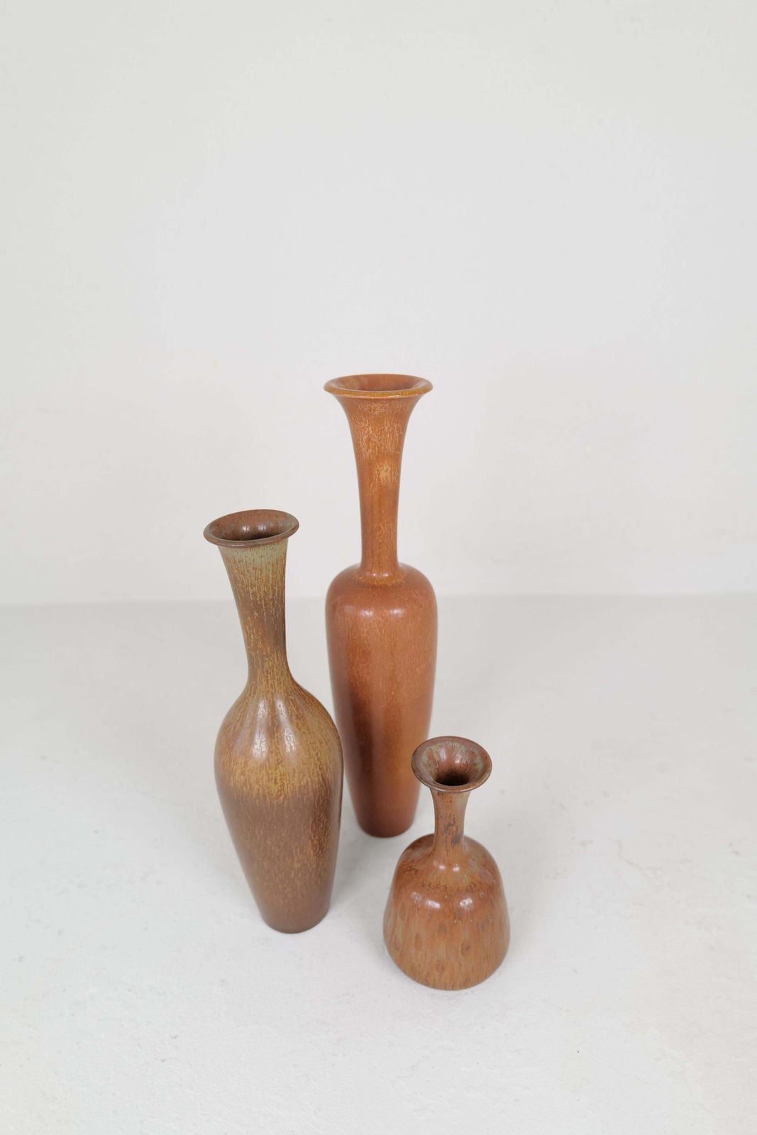 Midcentury Modern Groupe Of 3 Earthy Vases Rörstrand By Gunnar Nylund, Sweden photo buy
