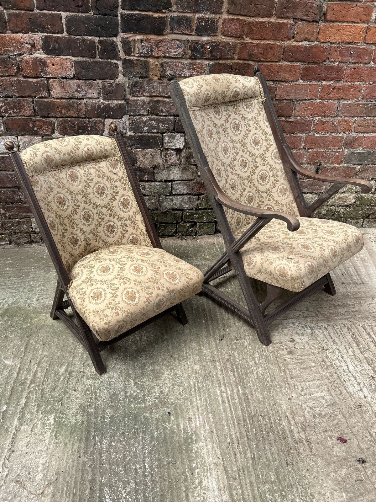 Ladies And Gentleman's 1900's Steamer Easy Chairs