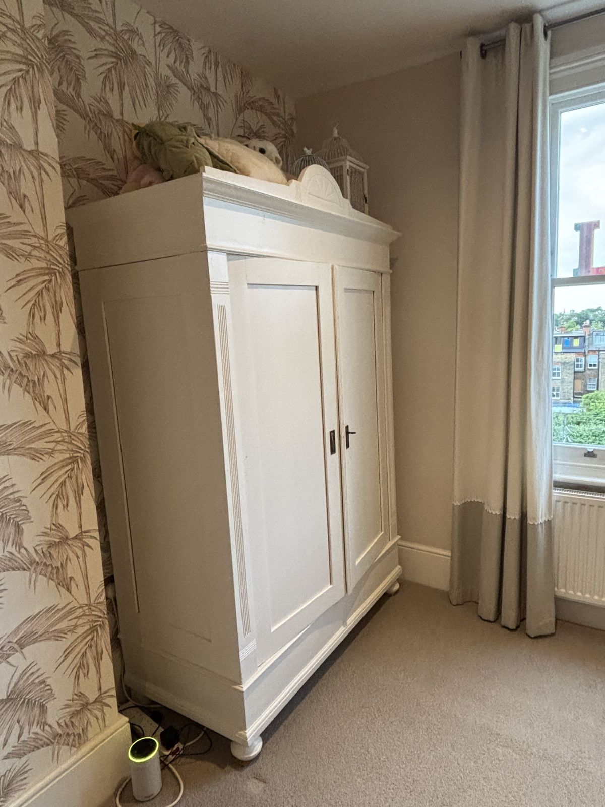 photo for sale Elegant 19th Century Painted Biedermeier Style Wardrobe