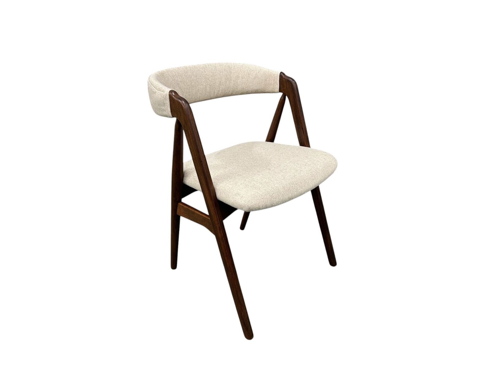Danish Set Of 4 Thomas Harlev For Farstrup Model 205 Teak And Cream Wool Dining Chairs Mid Century 1950s photo buy