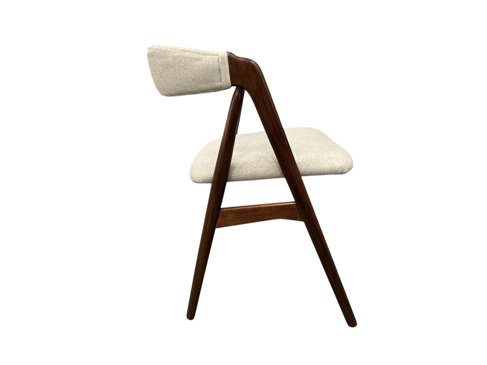 photo buy Danish Set Of 4 Thomas Harlev For Farstrup Model 205 Teak And Cream Wool Dining Chairs Mid Century 1950s