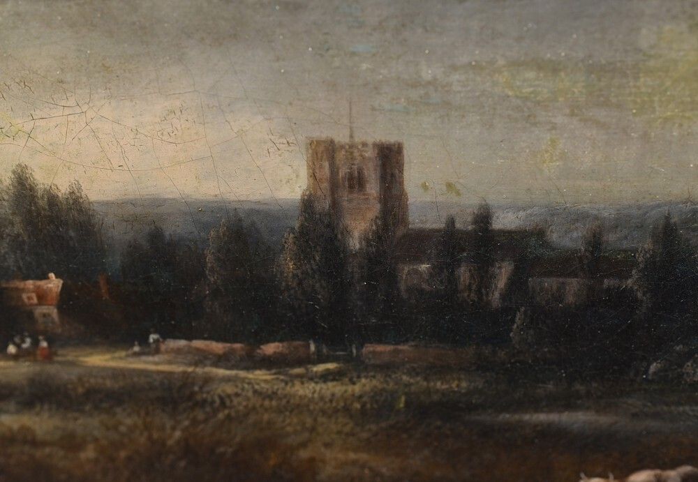 Art Victorian Oil Painting English Norfolk Landscape Rustic Circa 1860 Arcadia photo