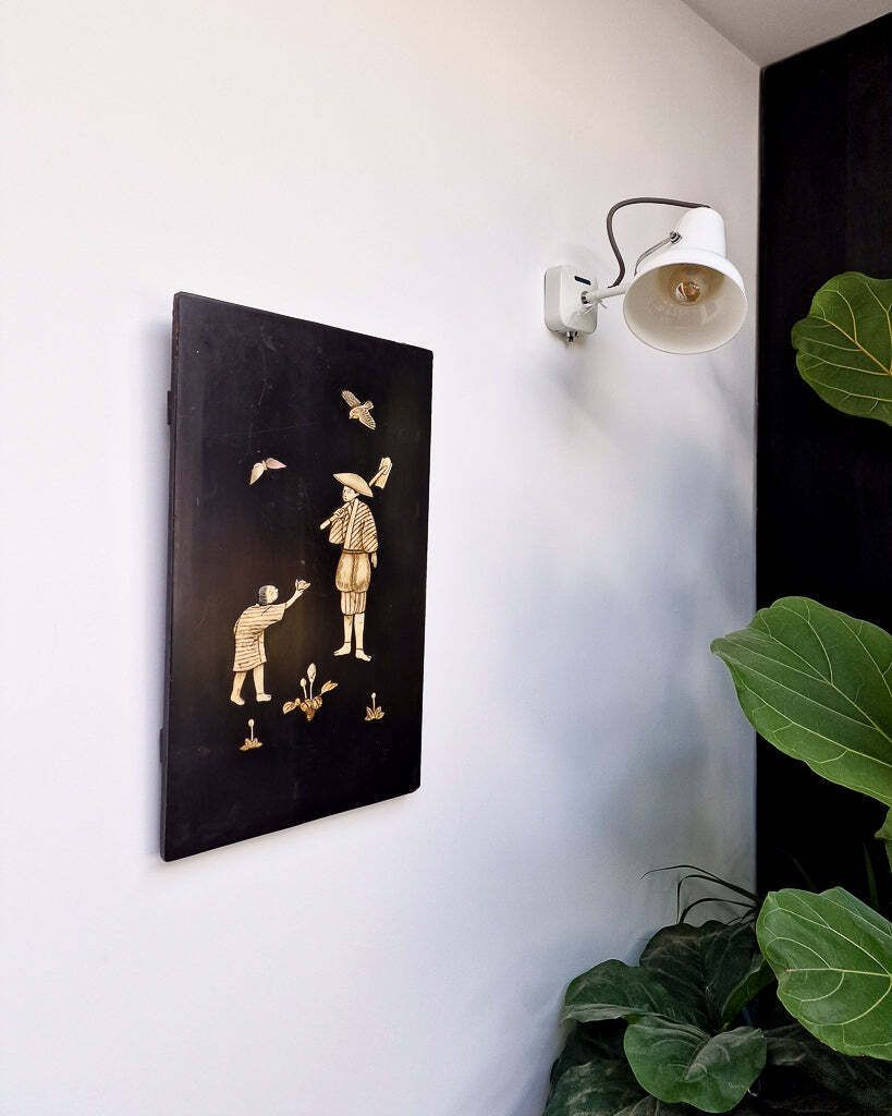 Antique Japanese Shibayama Lacquer Wooden Panel / Wall Art photo furniture