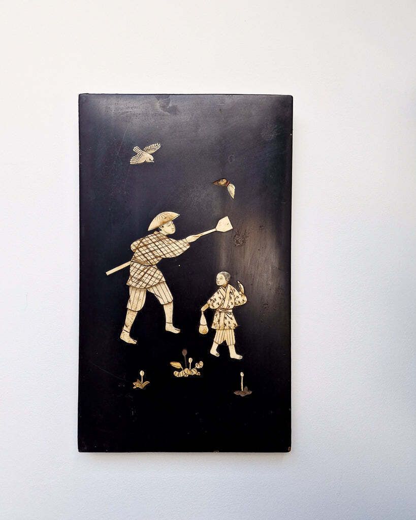 Antique Japanese Shibayama Lacquer Wooden Panel / Wall Art photo 155.0