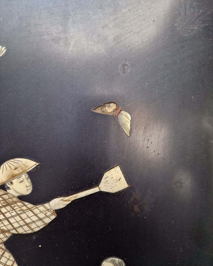 Antique Japanese Shibayama Lacquer Wooden Panel / Wall Art photo buy