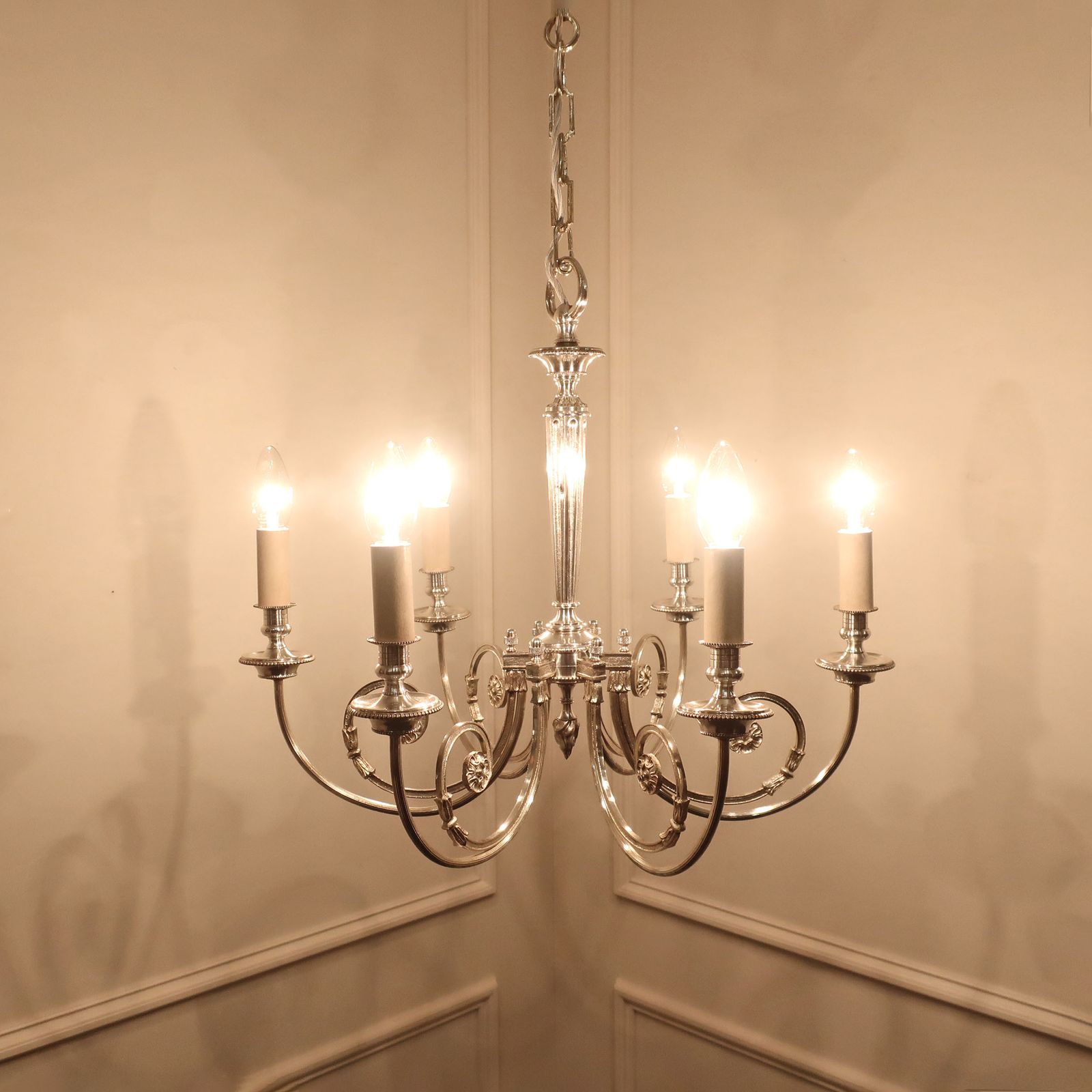 French Early 20th Century Silver Six Arm Chandelier photo furniture