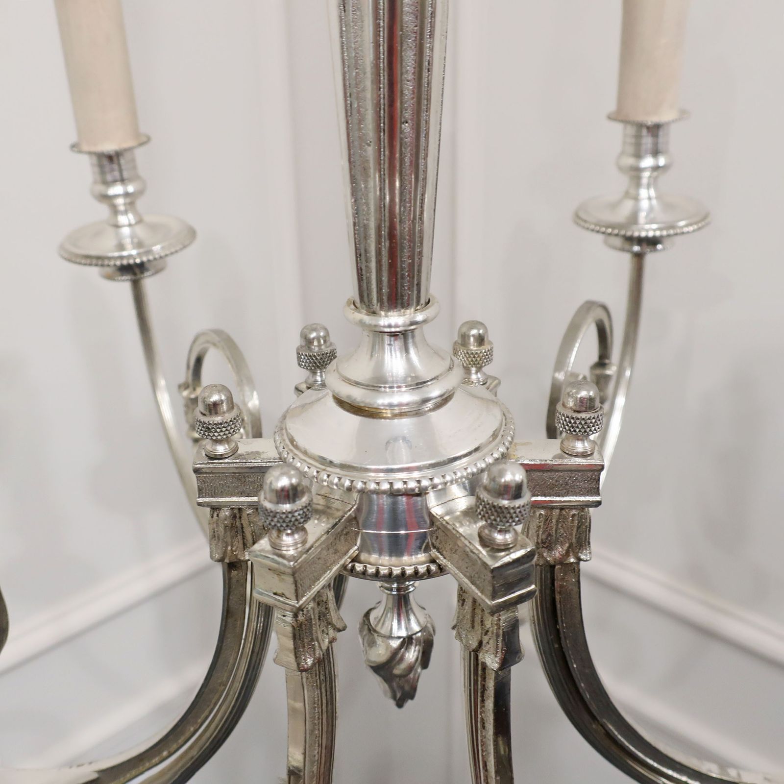 French Early 20th Century Silver Six Arm Chandelier photo buy