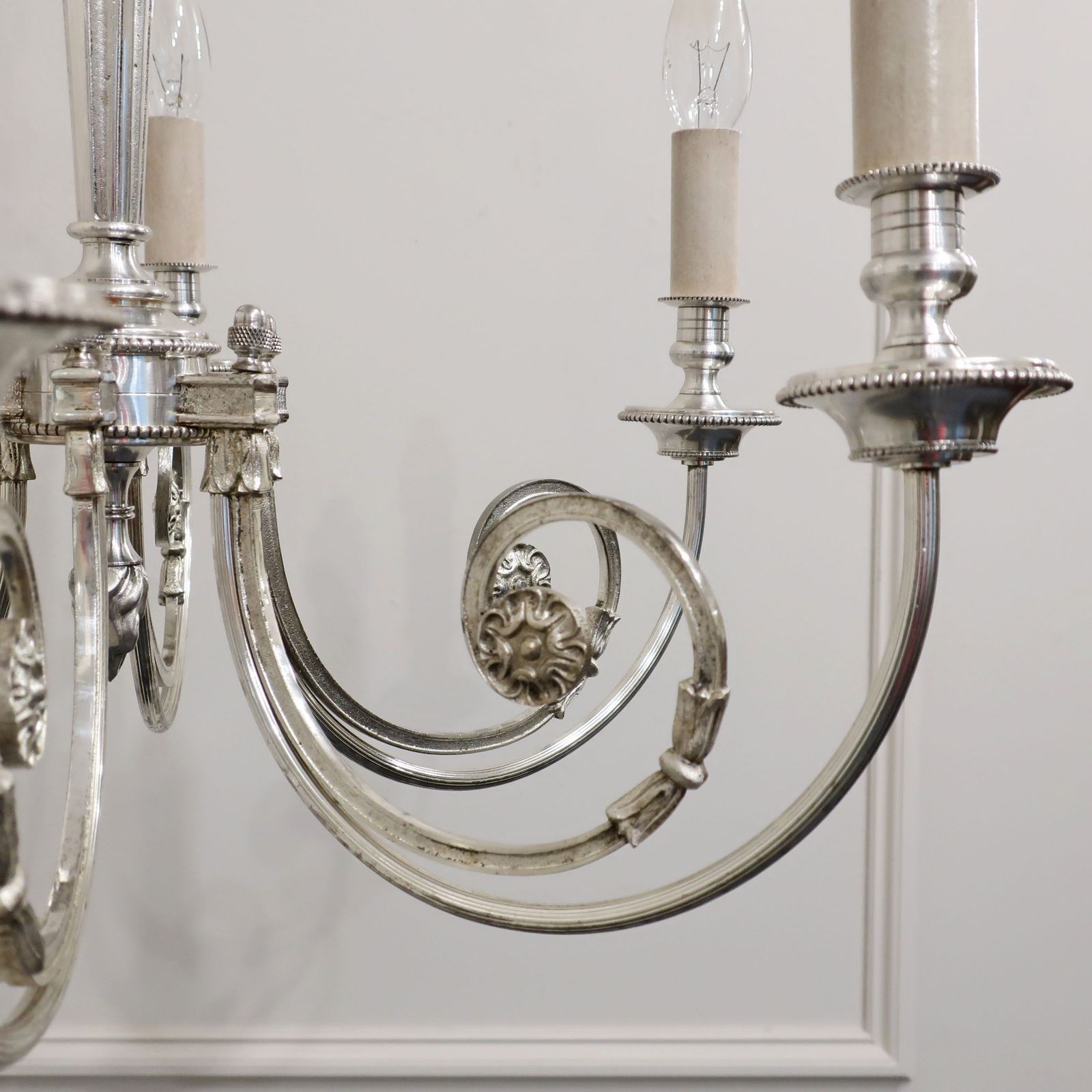 photo furniture French Early 20th Century Silver Six Arm Chandelier