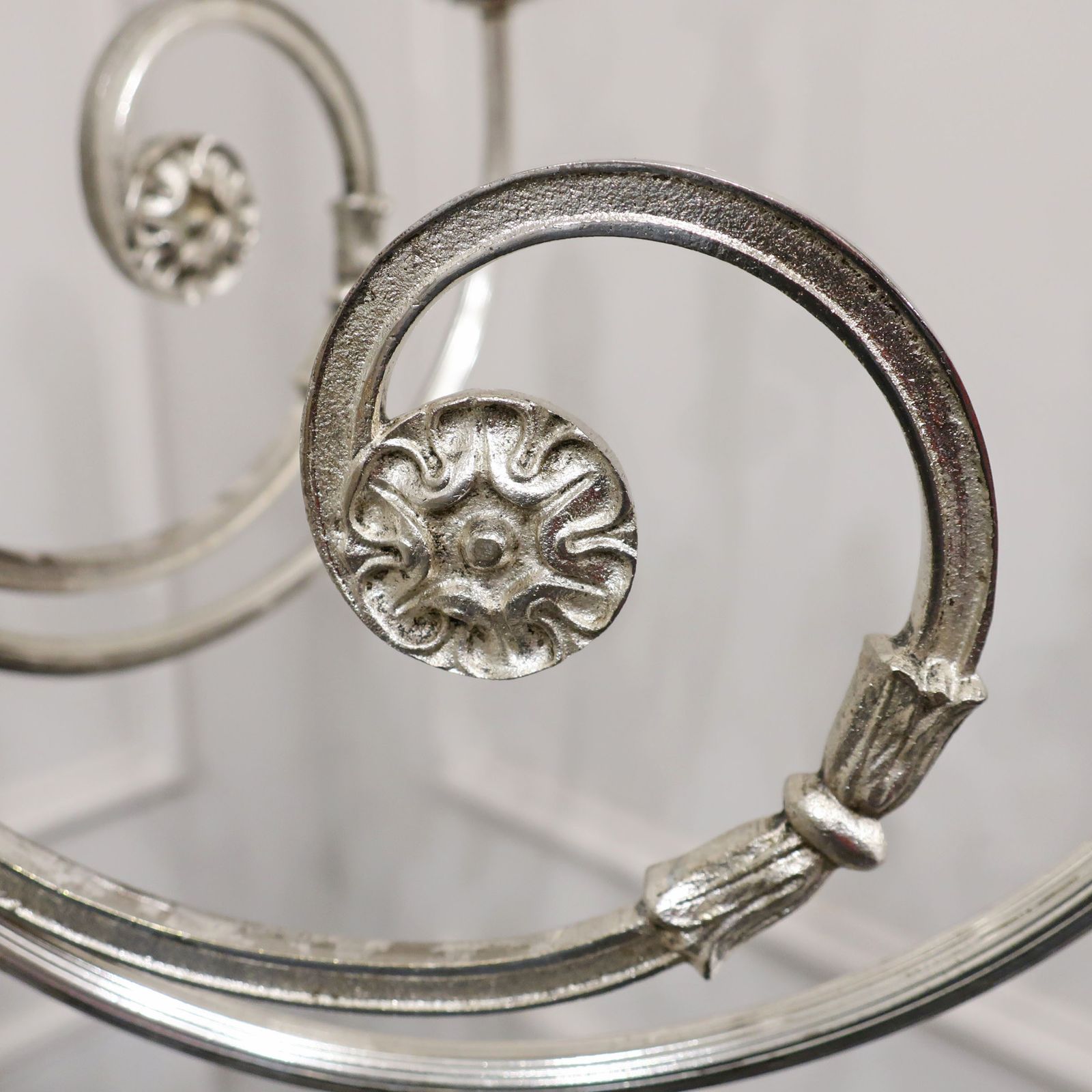 photo for sale French Early 20th Century Silver Six Arm Chandelier