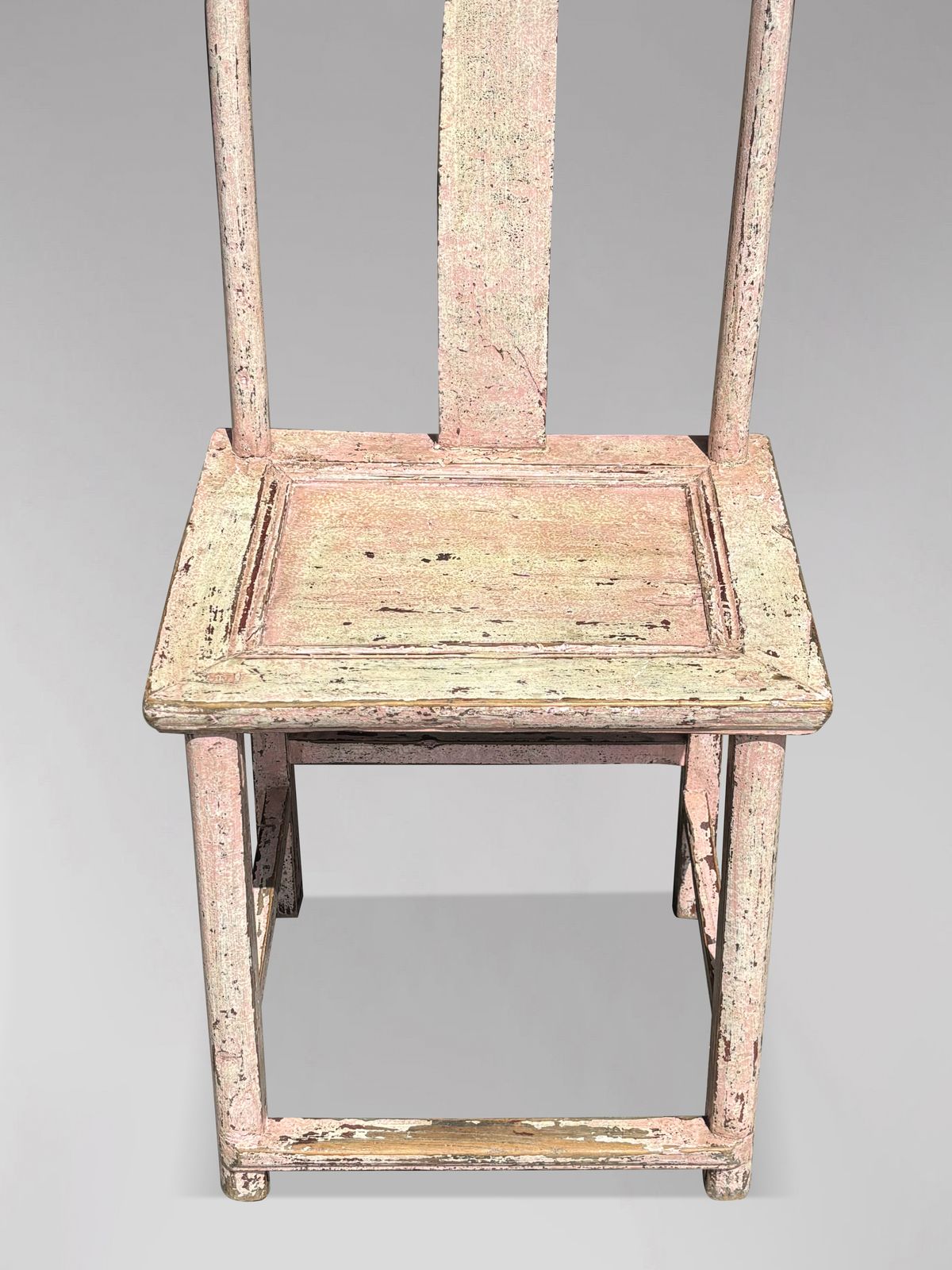 Pair Of 19th Century Pink Painted Chinese Yoke Back Chairs photo buy