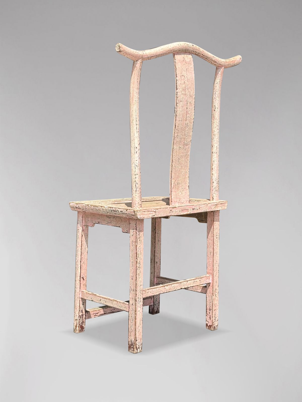 photo furniture Pair Of 19th Century Pink Painted Chinese Yoke Back Chairs