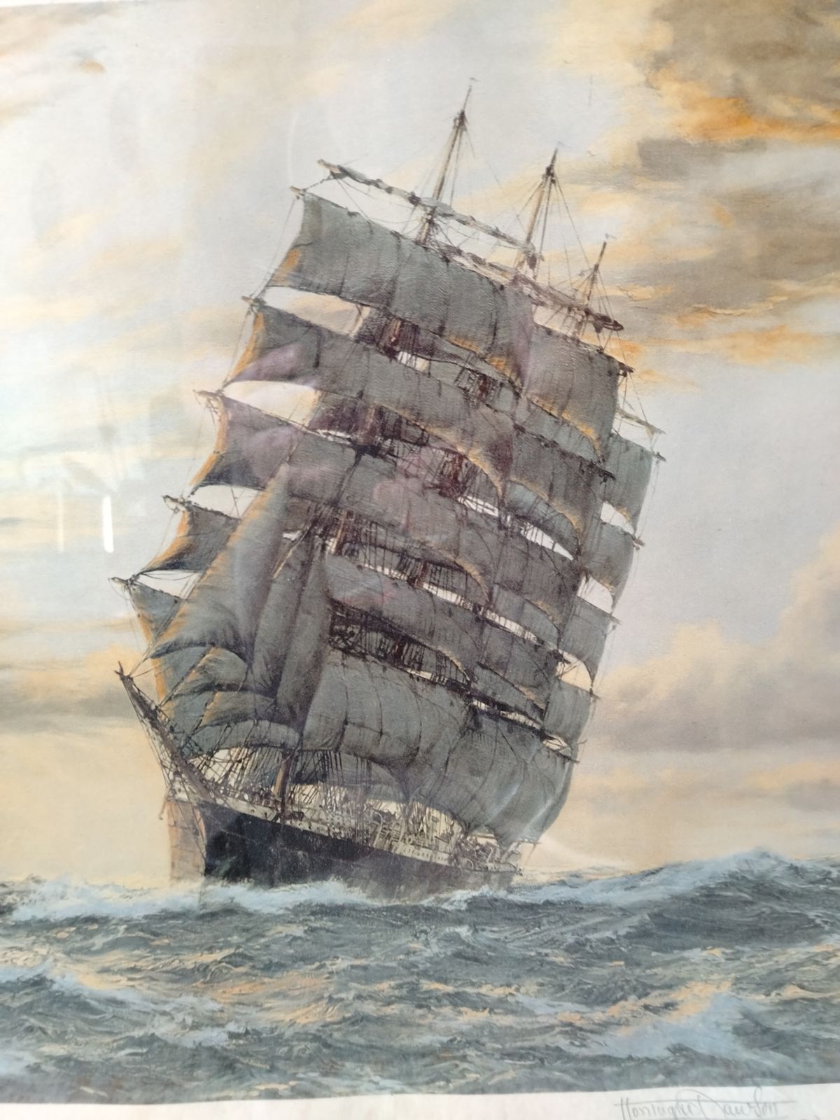 photo buy Montague Dawson, 'Into The Golden West' Signed In Pencil, Blind Stamped, Colour