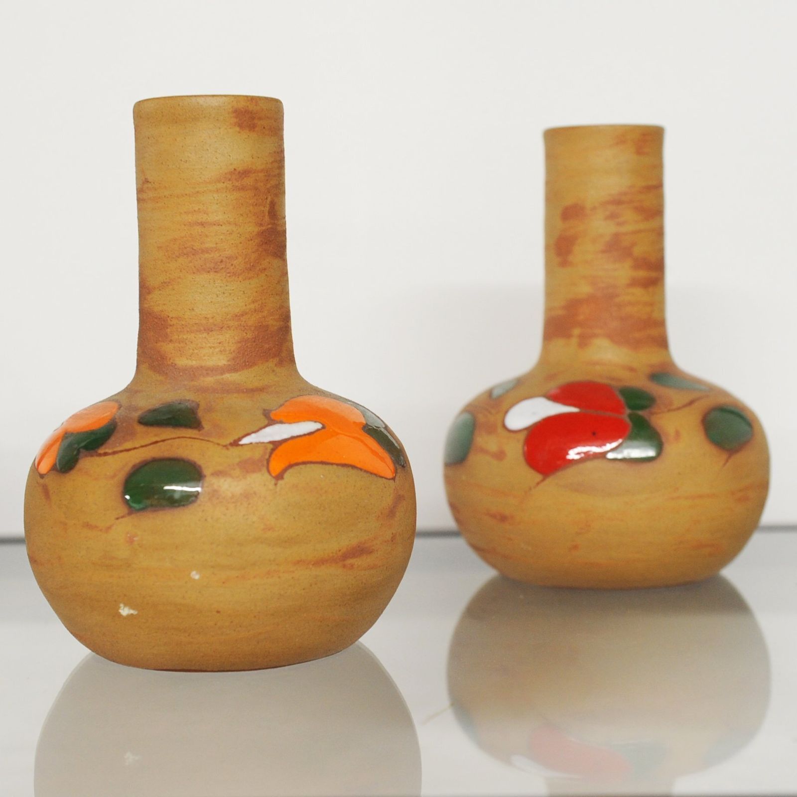 Pair Of Rustic Studio Ceramic Floral Vases By Kepamika, 1970s, Set Of 2 photo 57.0
