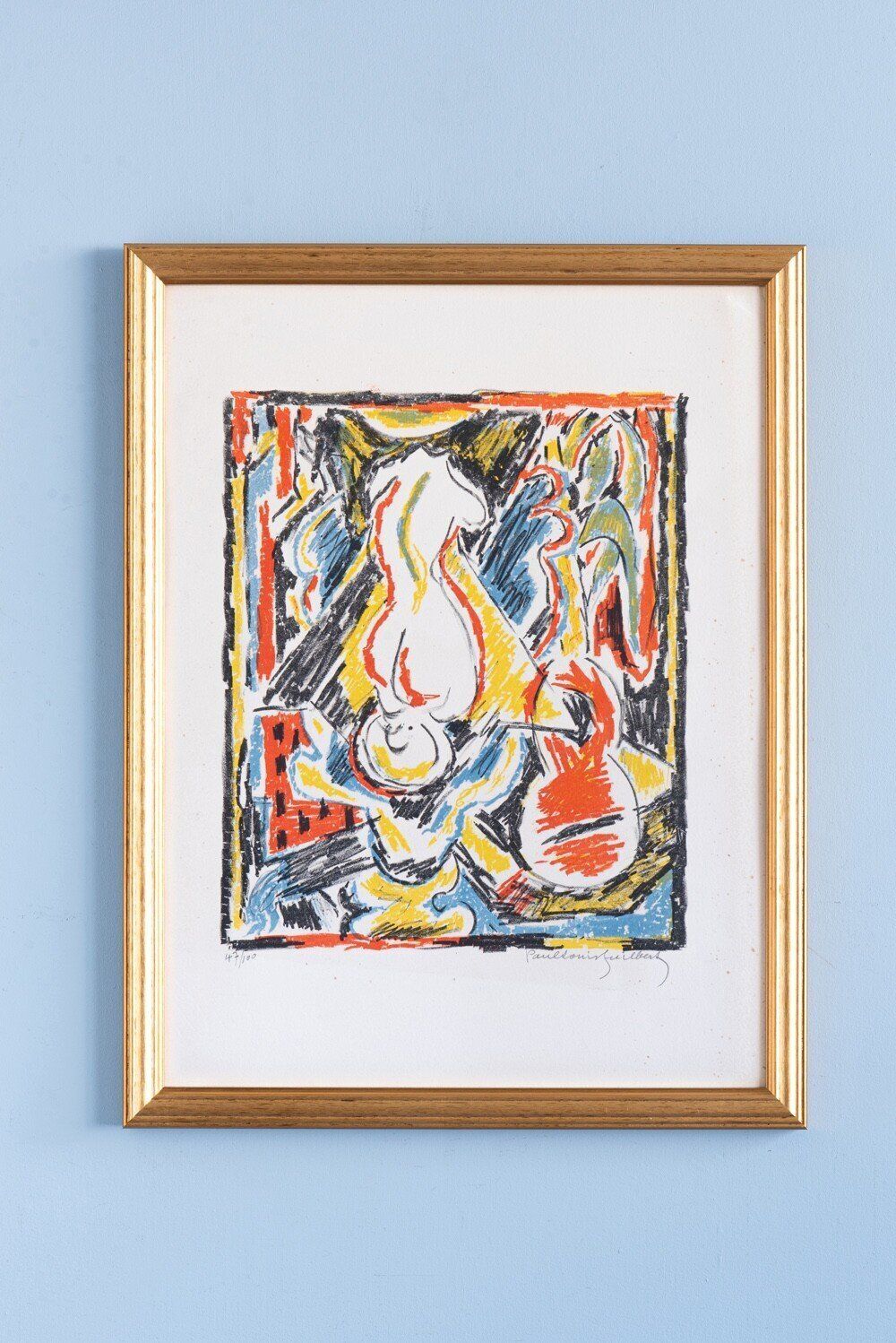 Paul Louis Guilbert, Still Life With Statue, Lithograph On Paper, Midcentury
