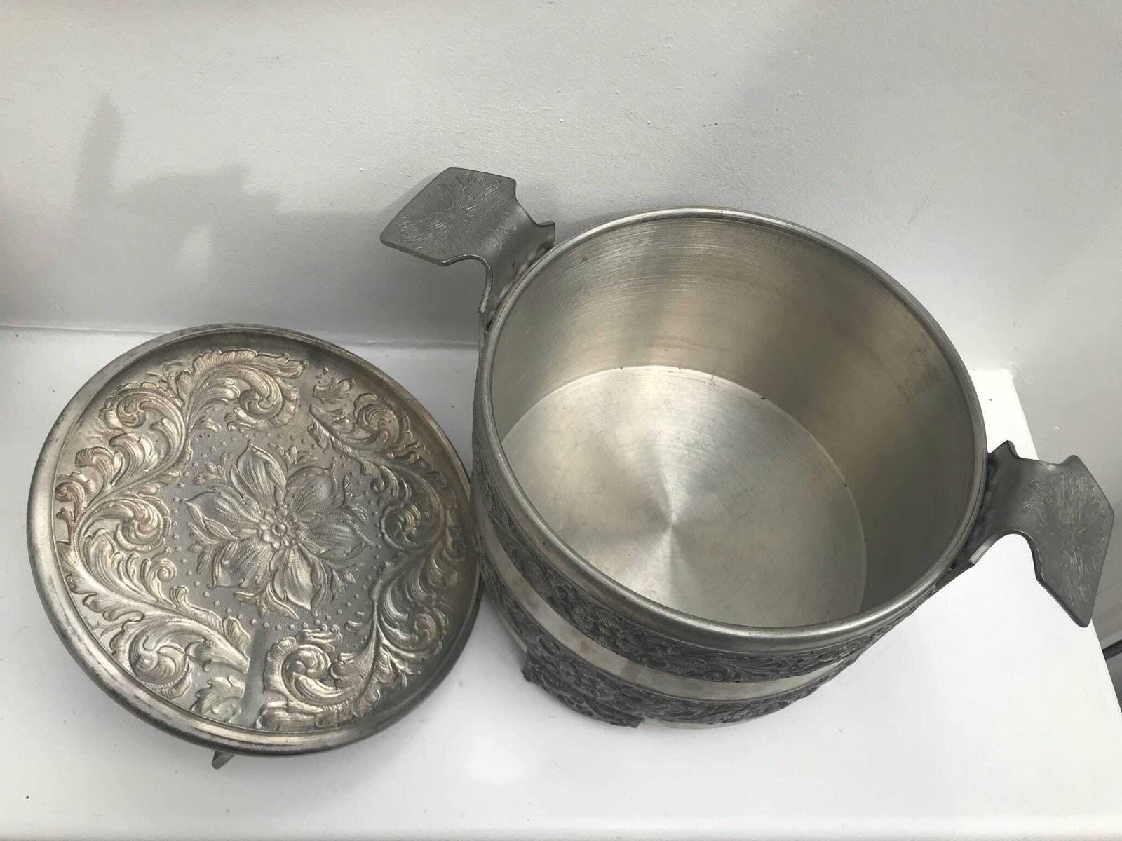 photo for sale Pan Norwegian Pewter Pot With Lid Signed Eik Norway Herdet Tinn 1970 Viking Style Kitchen Decor Scandinavian Craftsmanship Collectible Gift