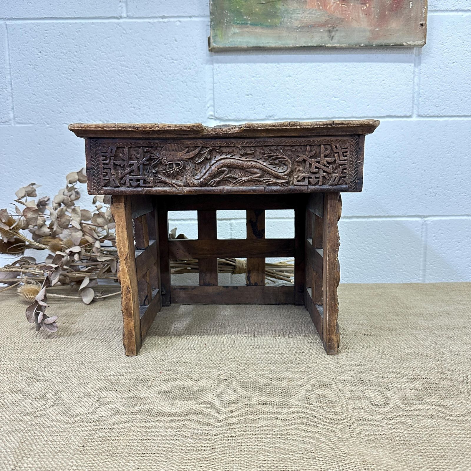 Chinese Antique Hardwood Scribe Campaign Travelling Table photo vintage