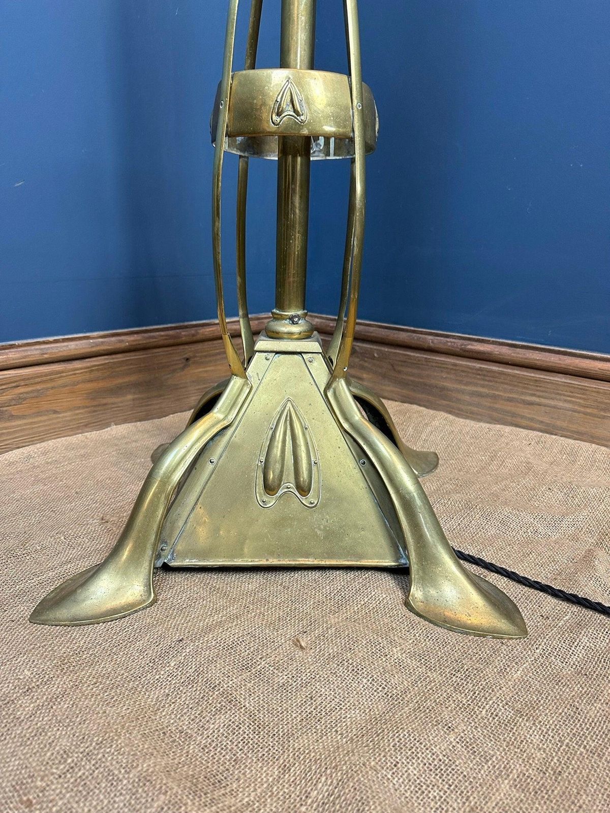Antique Art Nouveau Brass Standard Lamp photo Lighting