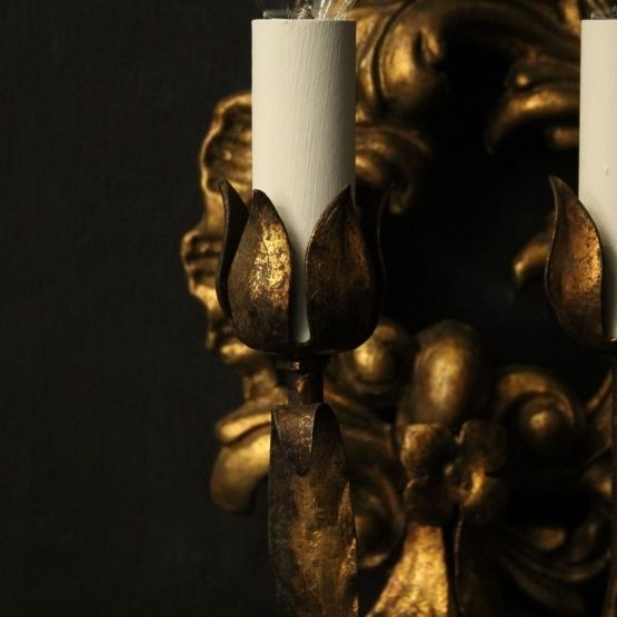 Florentine Pair Of Giltwood Antique Wall Lights photo buy