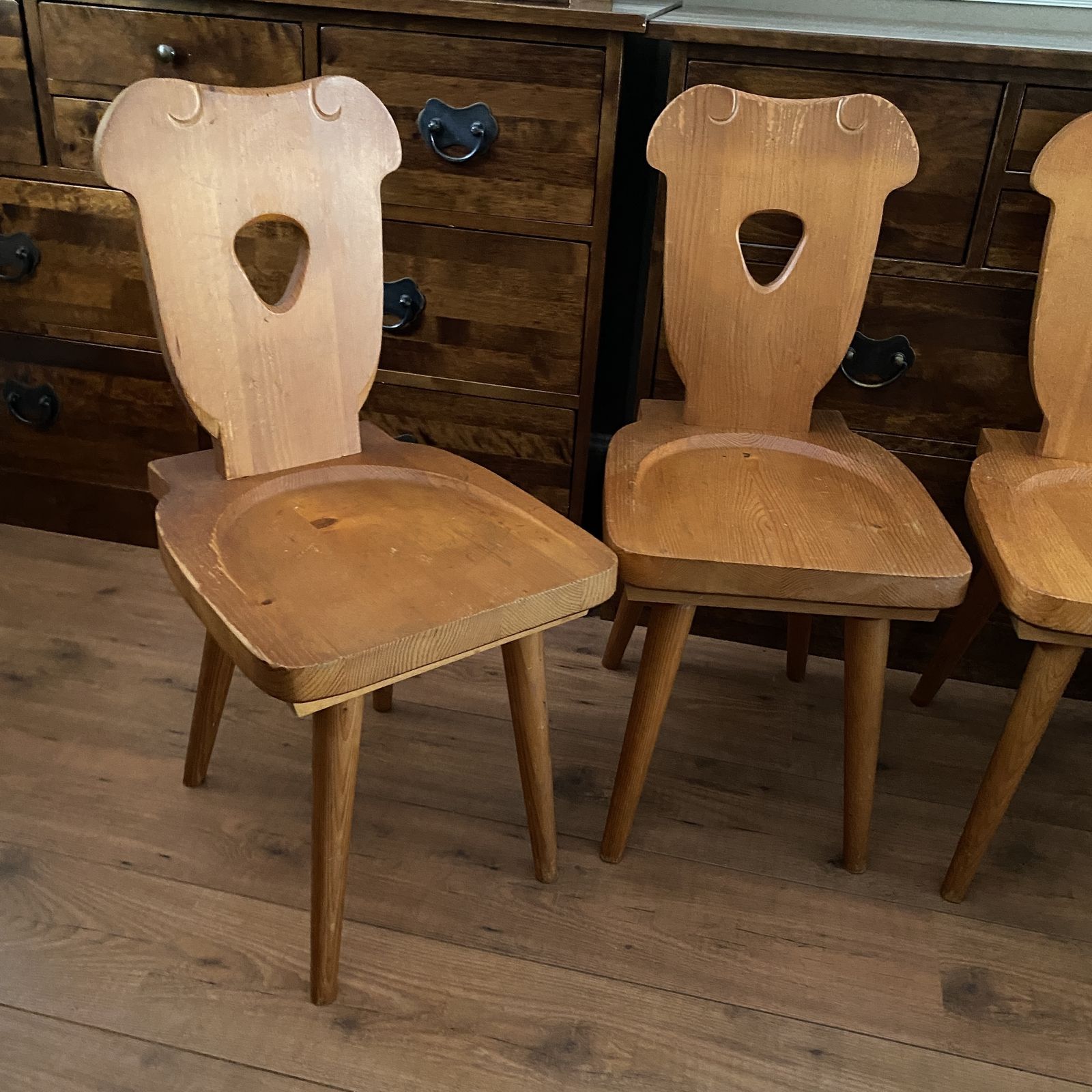 Polish 1970s Zydel Redyk B Alpine Tavern Style Wooden Dining Chairs Rustic Pine photo Furniture