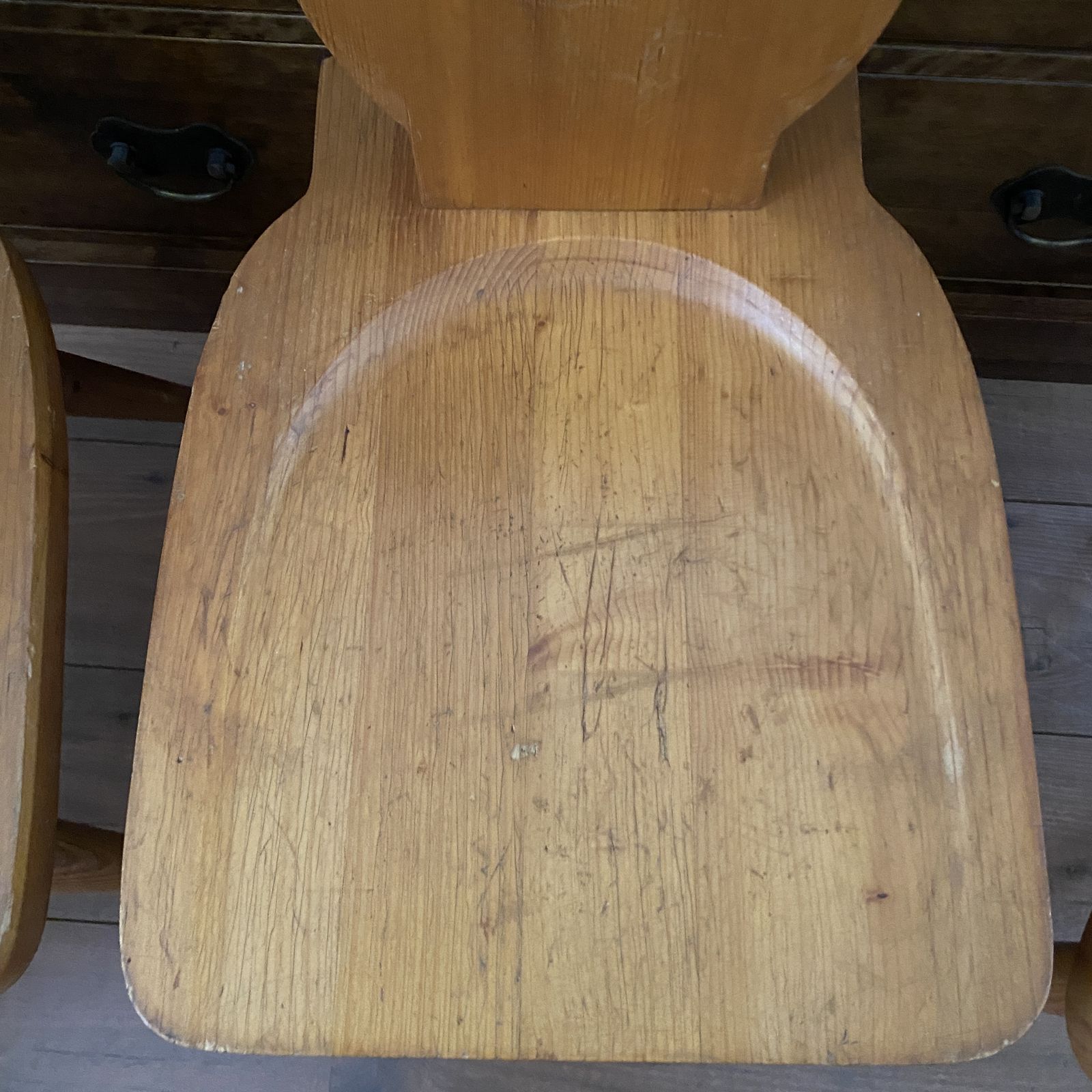 photo furniture Polish 1970s Zydel Redyk B Alpine Tavern Style Wooden Dining Chairs Rustic Pine