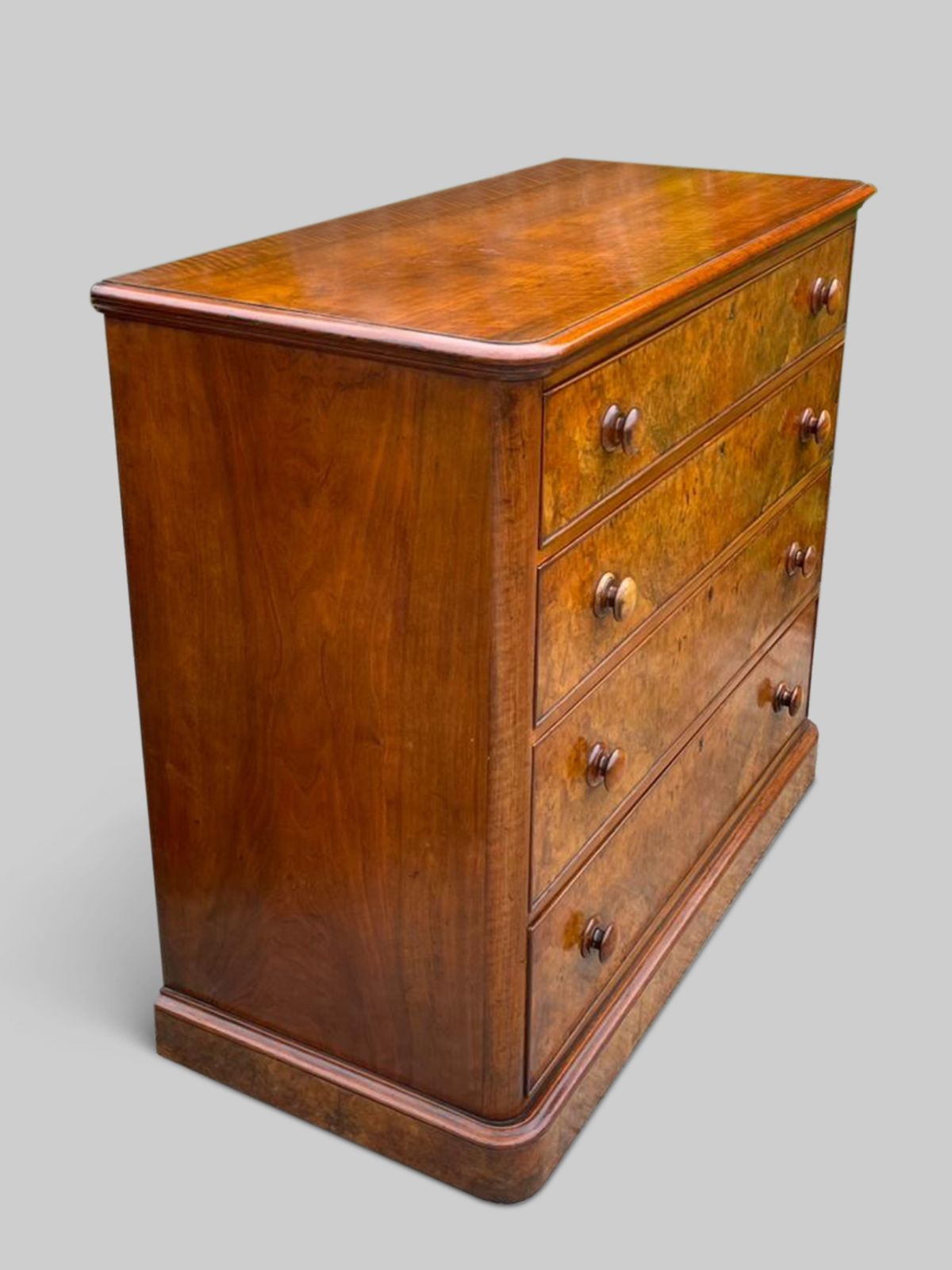 Stunning Victorian Figured Walnut Chest Of Drawers photo furniture