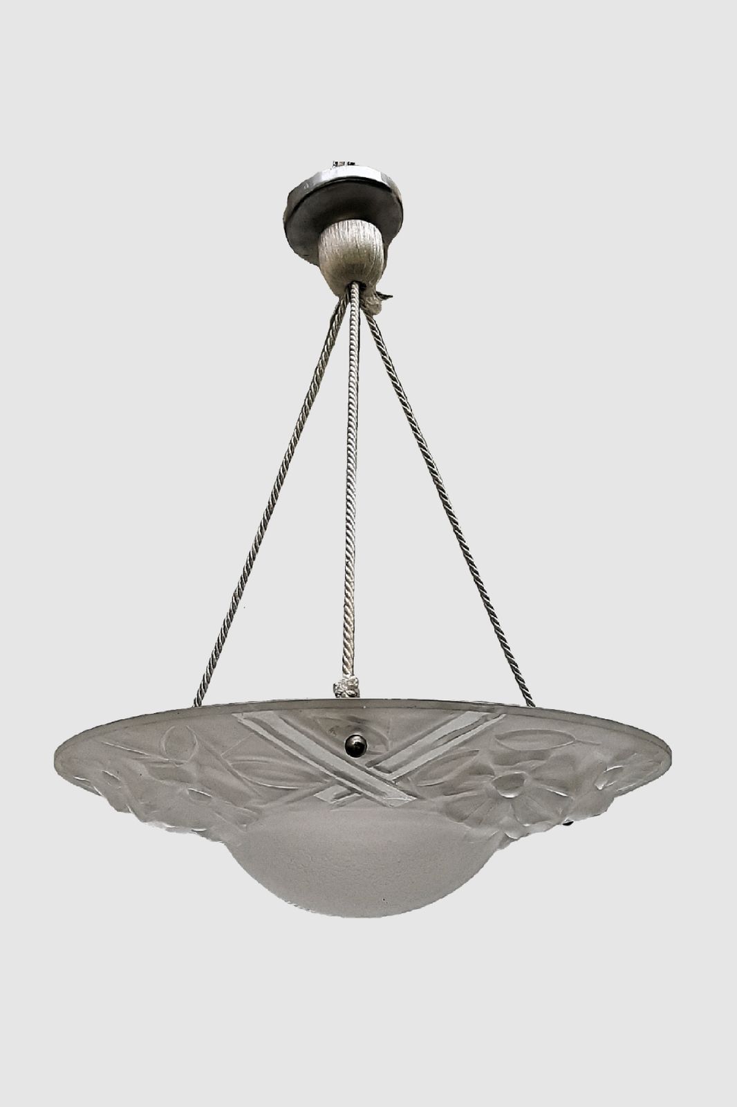 Art Deco Pendant Light Signed Sevba.2 Classic Shape And Design Ideal For A Woman Or Girls Room France 1930s photo for sale