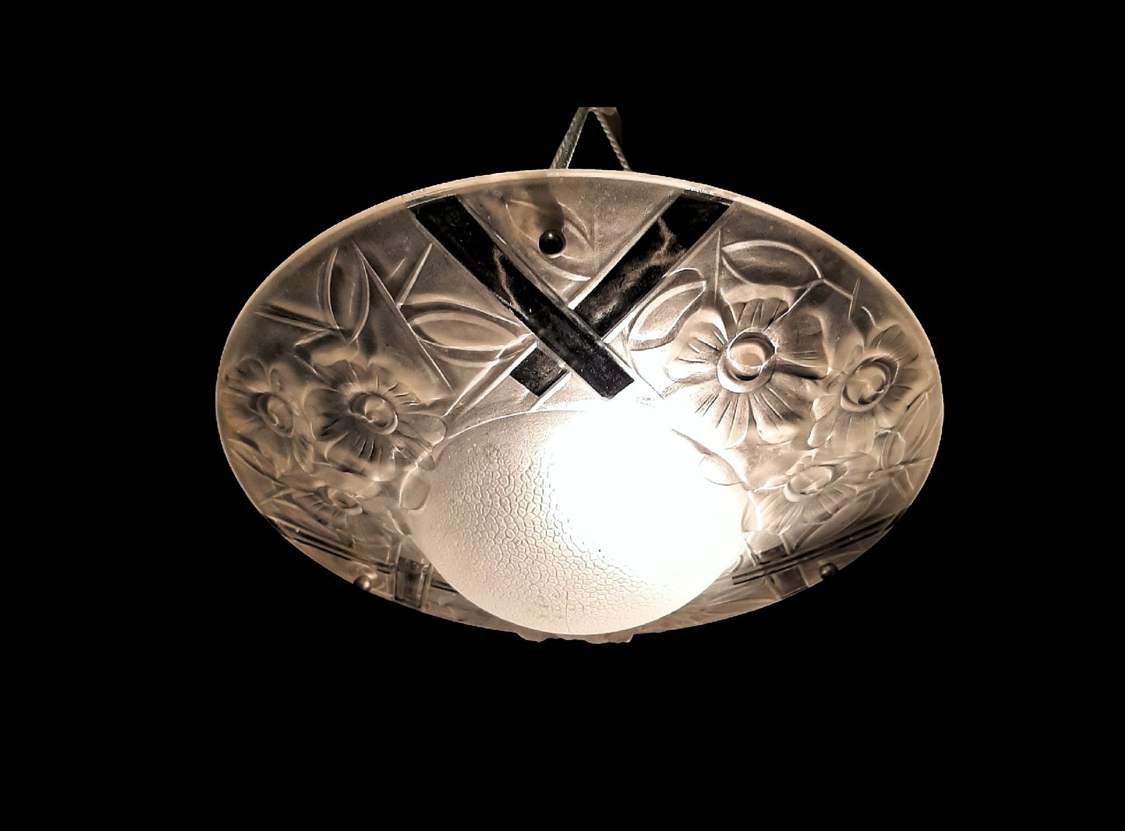 Art Deco Pendant Light Signed Sevba.2 Classic Shape And Design Ideal For A Woman Or Girls Room France 1930s photo buy