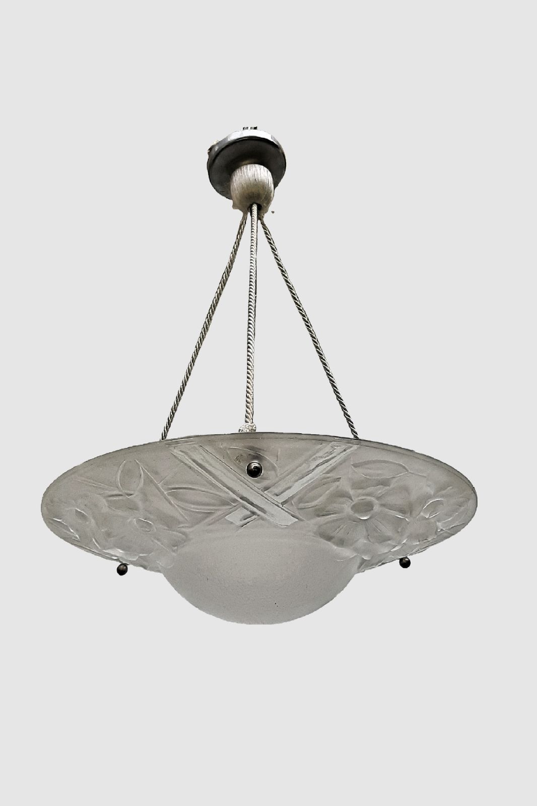 Art Deco Pendant Light Signed Sevba.2 Classic Shape And Design Ideal For A Woman Or Girls Room France 1930s