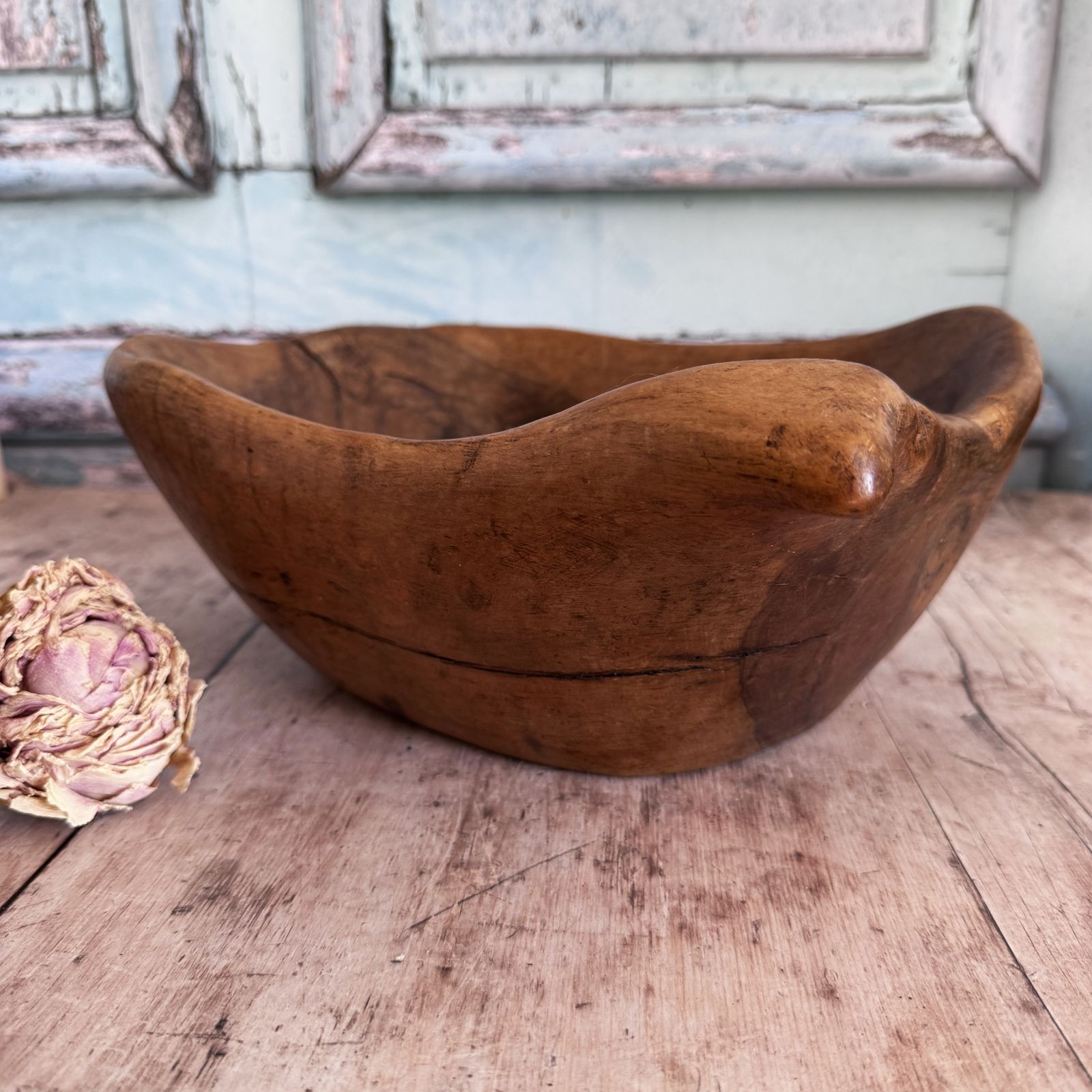 French Antique Diagonal Wooden Bowl photo furniture
