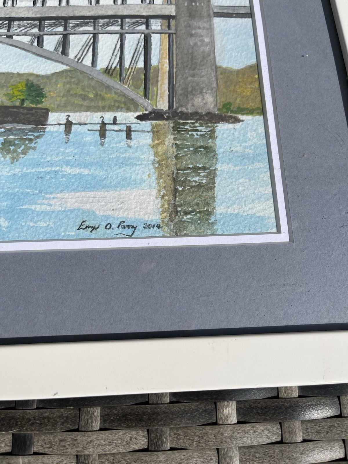 Original Framed Watercolour Painting Britannia Bridge Menai Straits Anglesey photo buy