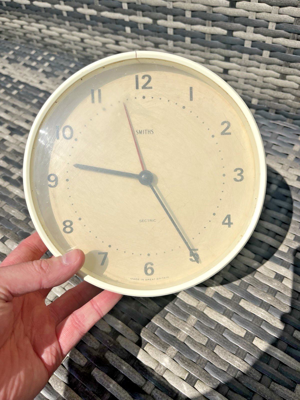 Mid Century 50s Yellow Smiths Sectric Wall Clock Kitchen Office Prop Not Working photo for sale