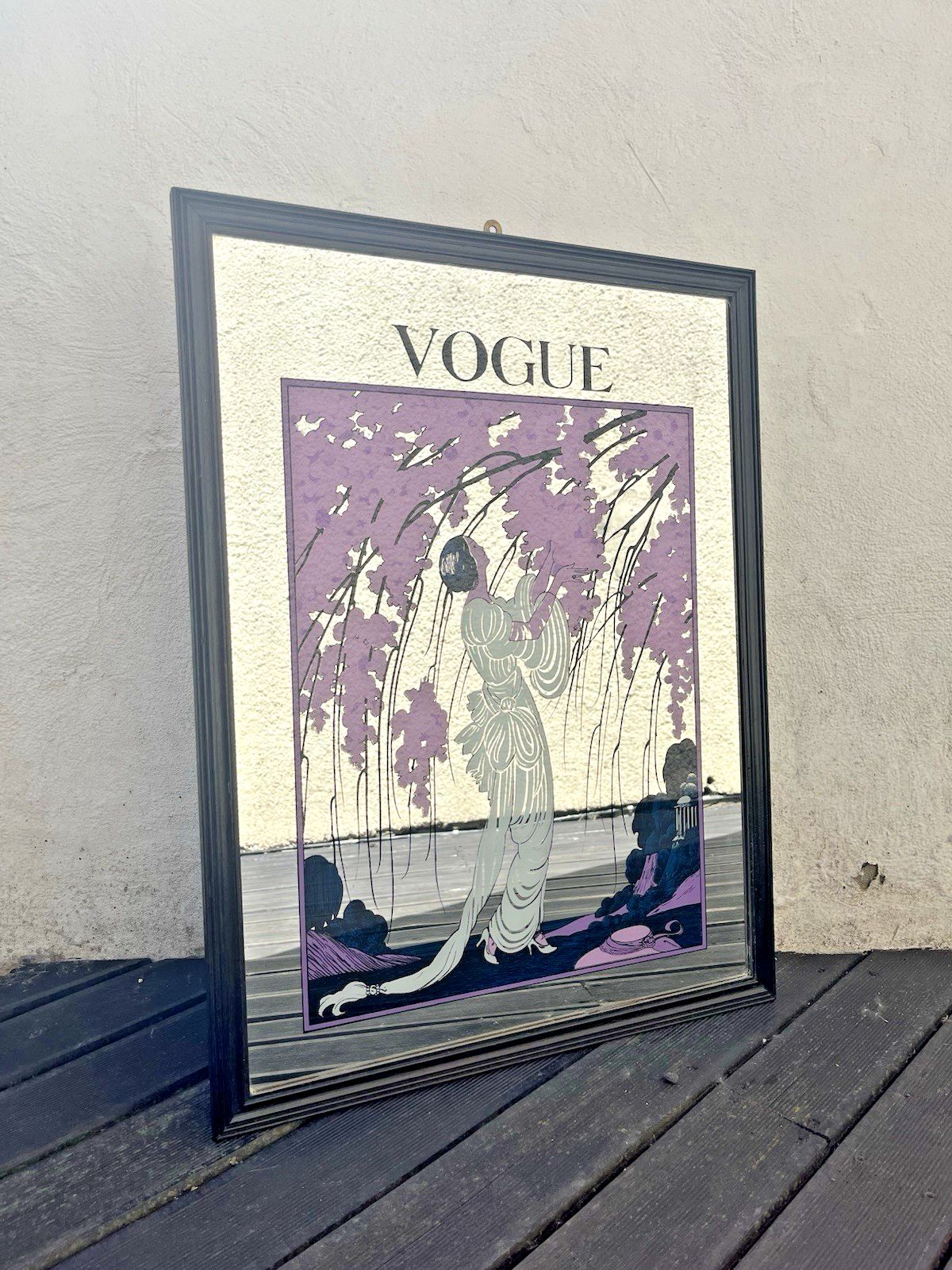 Large Vintage Vogue Magazine 1919 Cherry Blossom Cover Picture Mirror Art Deco photo vintage